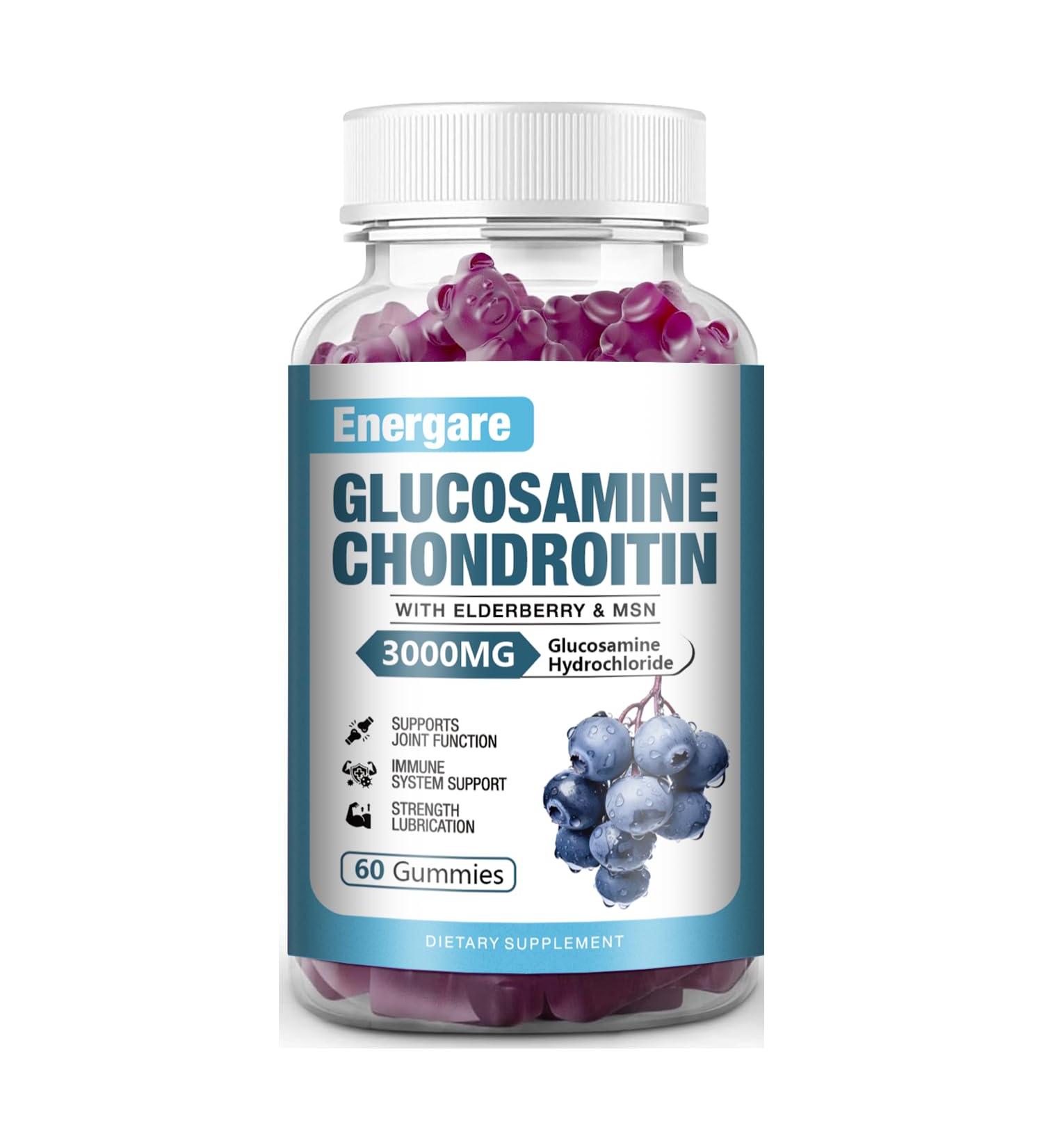 1 Pack 3000mg Glucosamine Chondroitin with MSM Gummies & Elderberry Extra Strength Joint Support Health Flexibility Antioxidant Immune Supplement Gummy for Adults Men & Women 60 Counts 60 Count (Pack of 1) - Buy Online on GoSupps.com
