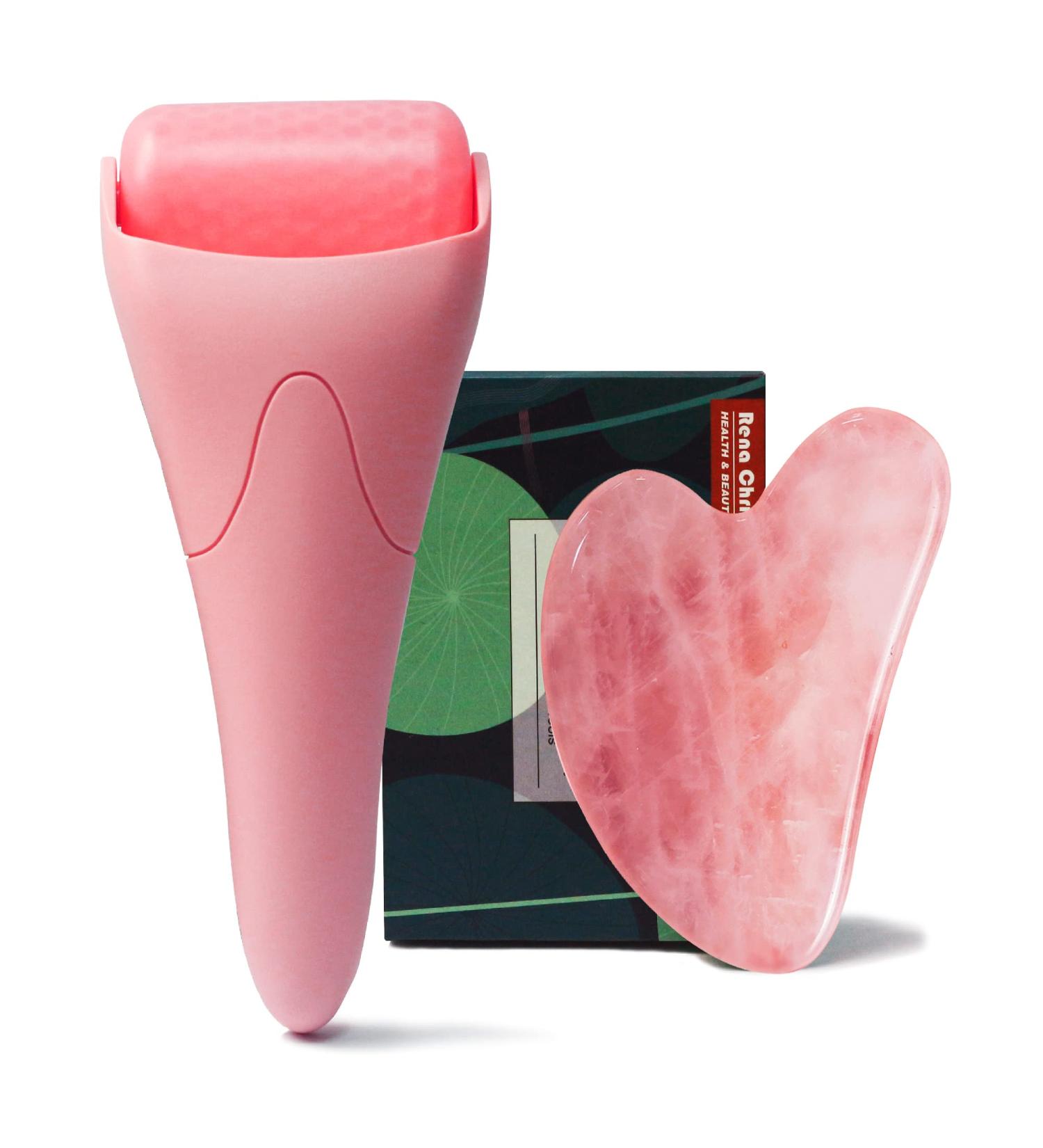 Rena Chris Ice Roller, Gua Sha Facial Tools, Face Massager - Pink Rose | Facial Self Skin Care Tool for Women - Buy Online on GoSupps.com