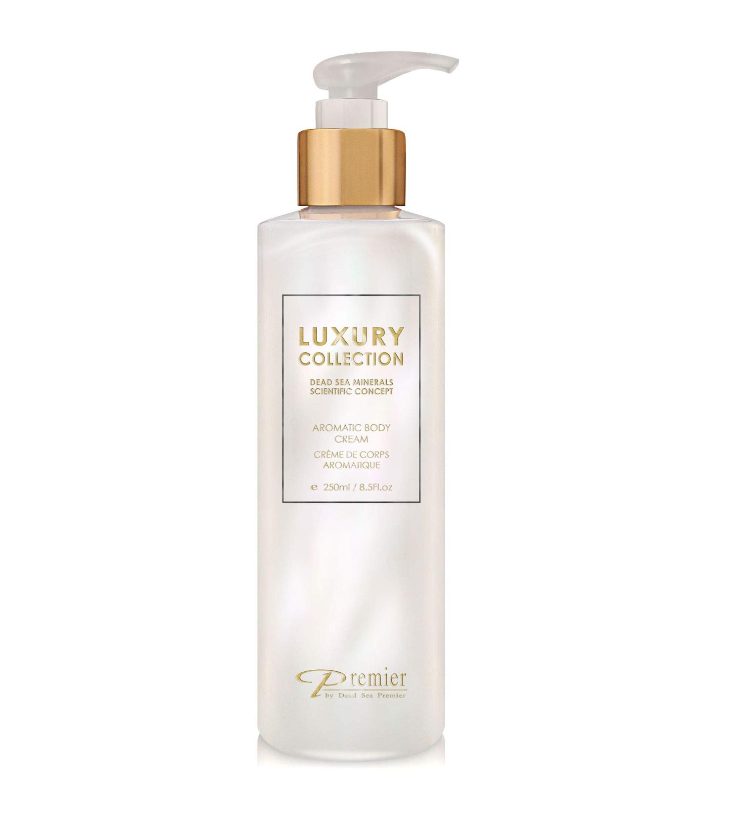 Dead Sea Premier Prestige Sensual Aromatic Body lotion for Healthy Skin Gentle Quick absorbing Moisturizer with Skin-Enhancing and Hydrating Aromatic Oils Minerals Anti-Aging Neck & Decollete 8.5Fl oz