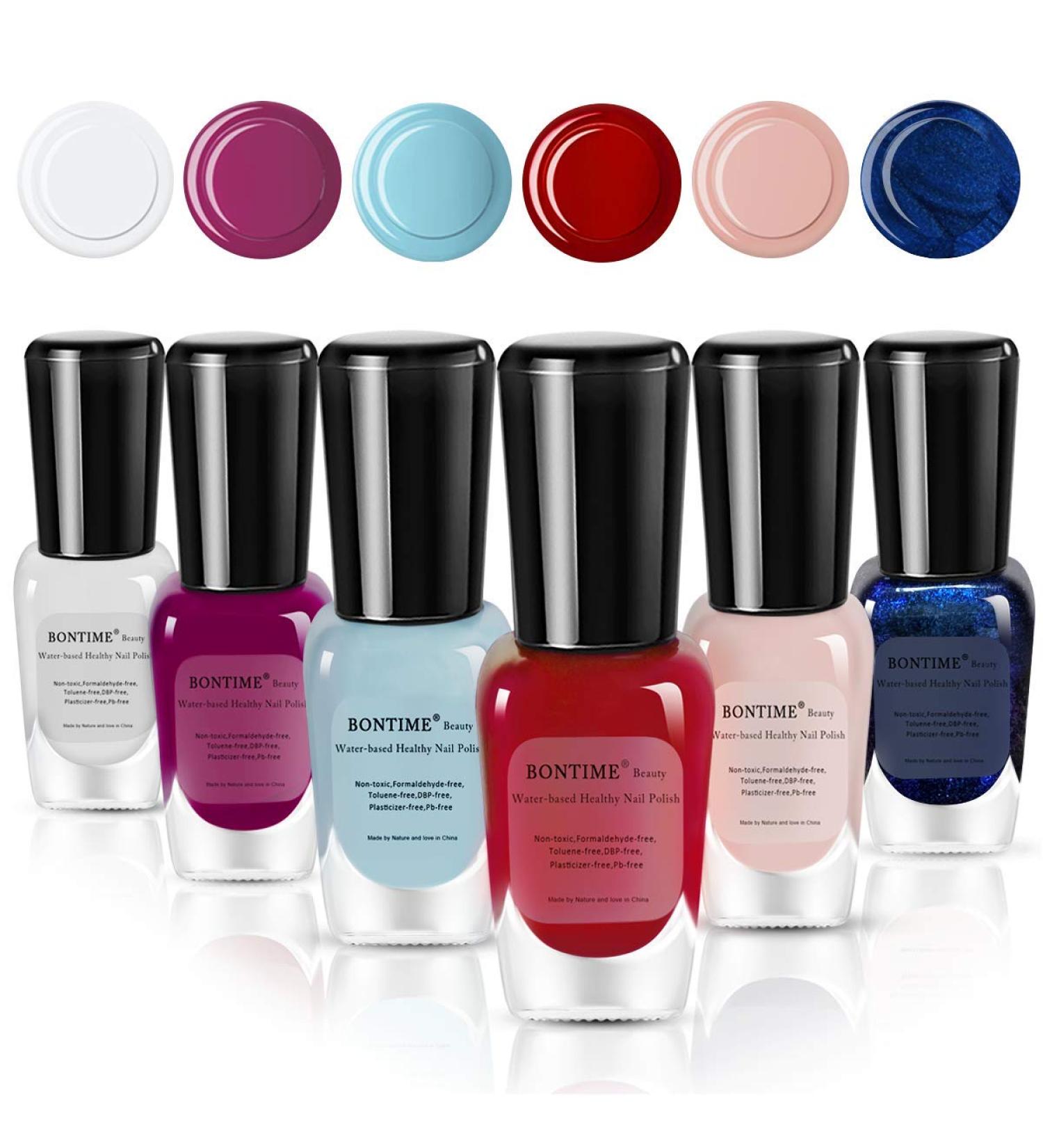 BONTIME Non-Toxic Water Based Nail Polish Set - Easy Peel Off, Quick Dry Formula for Women, Teens, Kids (6 Colors 0.27 fl oz) - Buy Online on GoSupps.com
