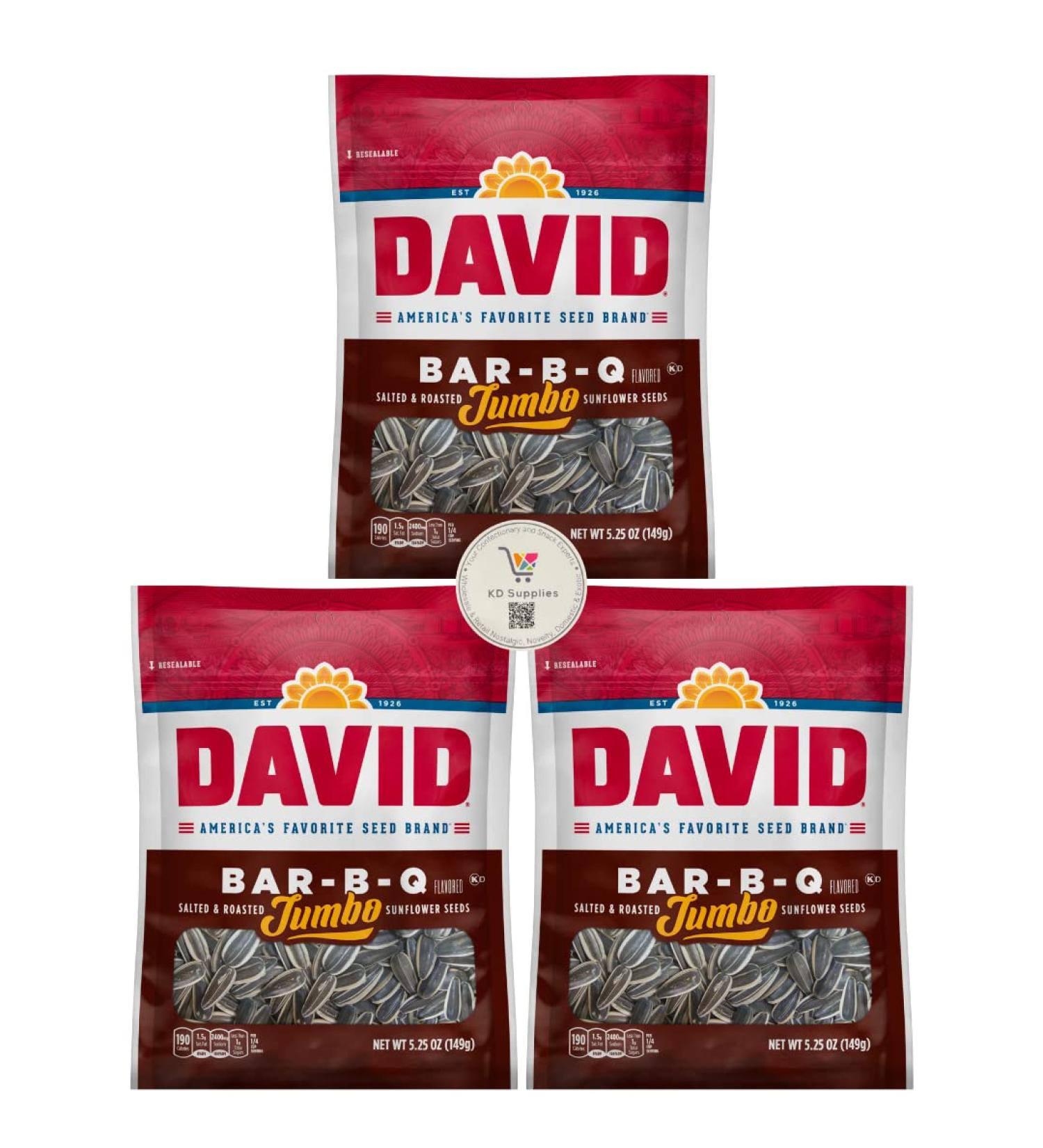 David's Salted & Roasted Sunflower Seeds (Barbeque) - Pack of 3, 5.25 oz Bags - Buy Online on GoSupps.com