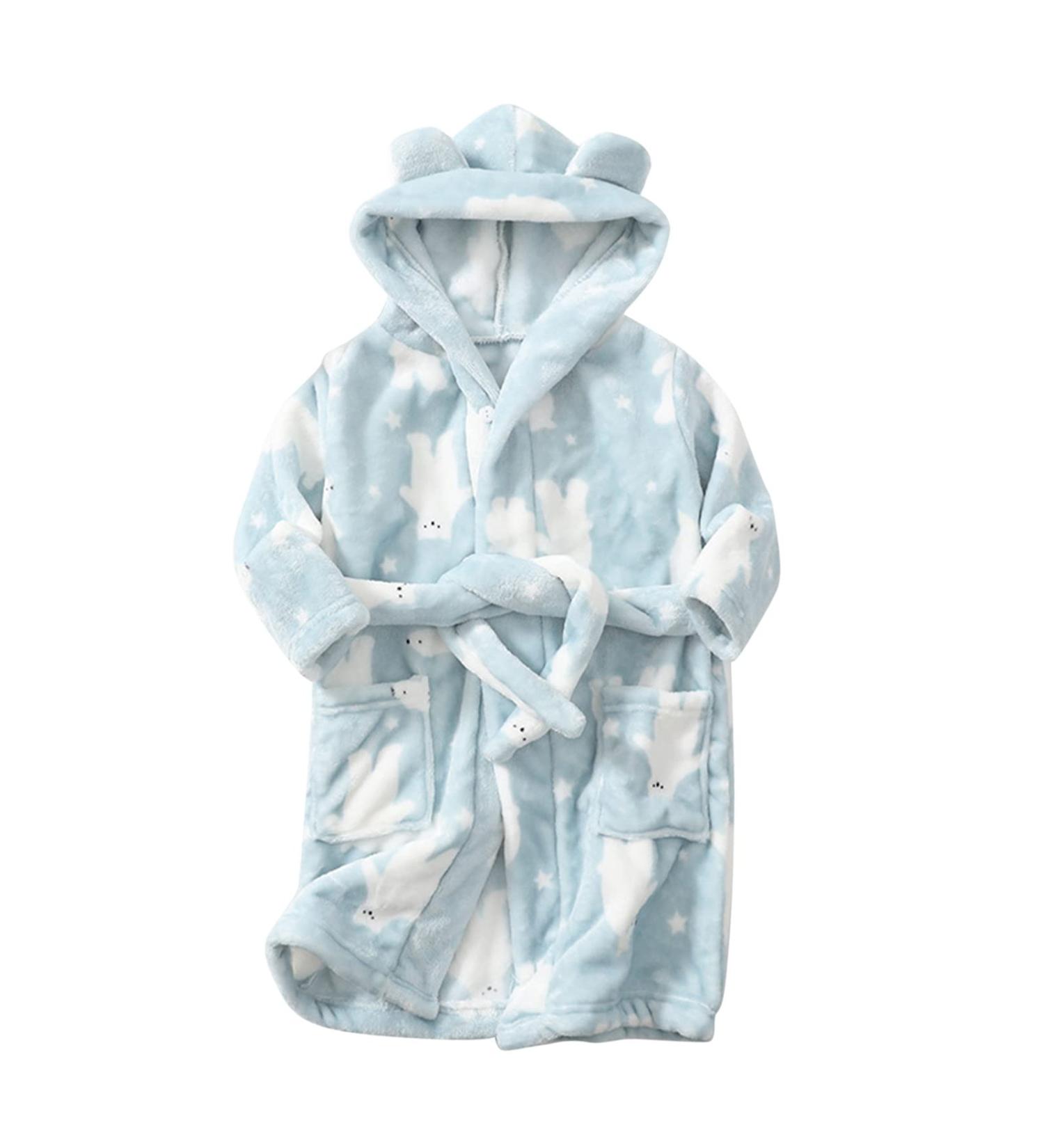 Shop Colorful Kinder Cartoon Hooded Bathrobe & Plush Pajamas for Girls 1-8 | Flannel Nightgown & Towel - Polar Bear 2-3 Years - Buy Online on GoSupps.com