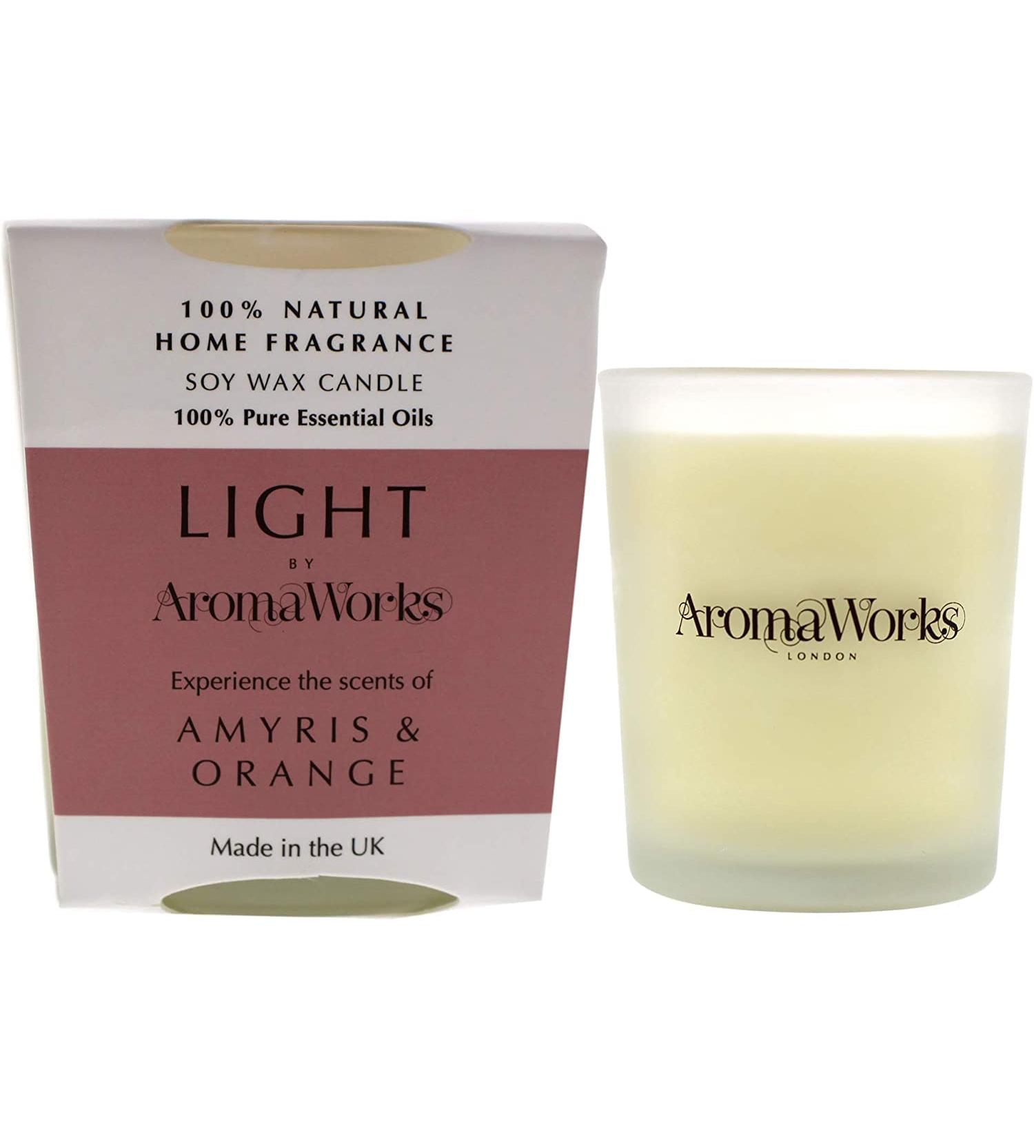 Light Range Amyris & Orange Candle - Naturally Scented with 100% Pure Essential Oils | Creates Calm & Happiness | 2.64 Oz International Shipping Available - Buy Online on GoSupps.com