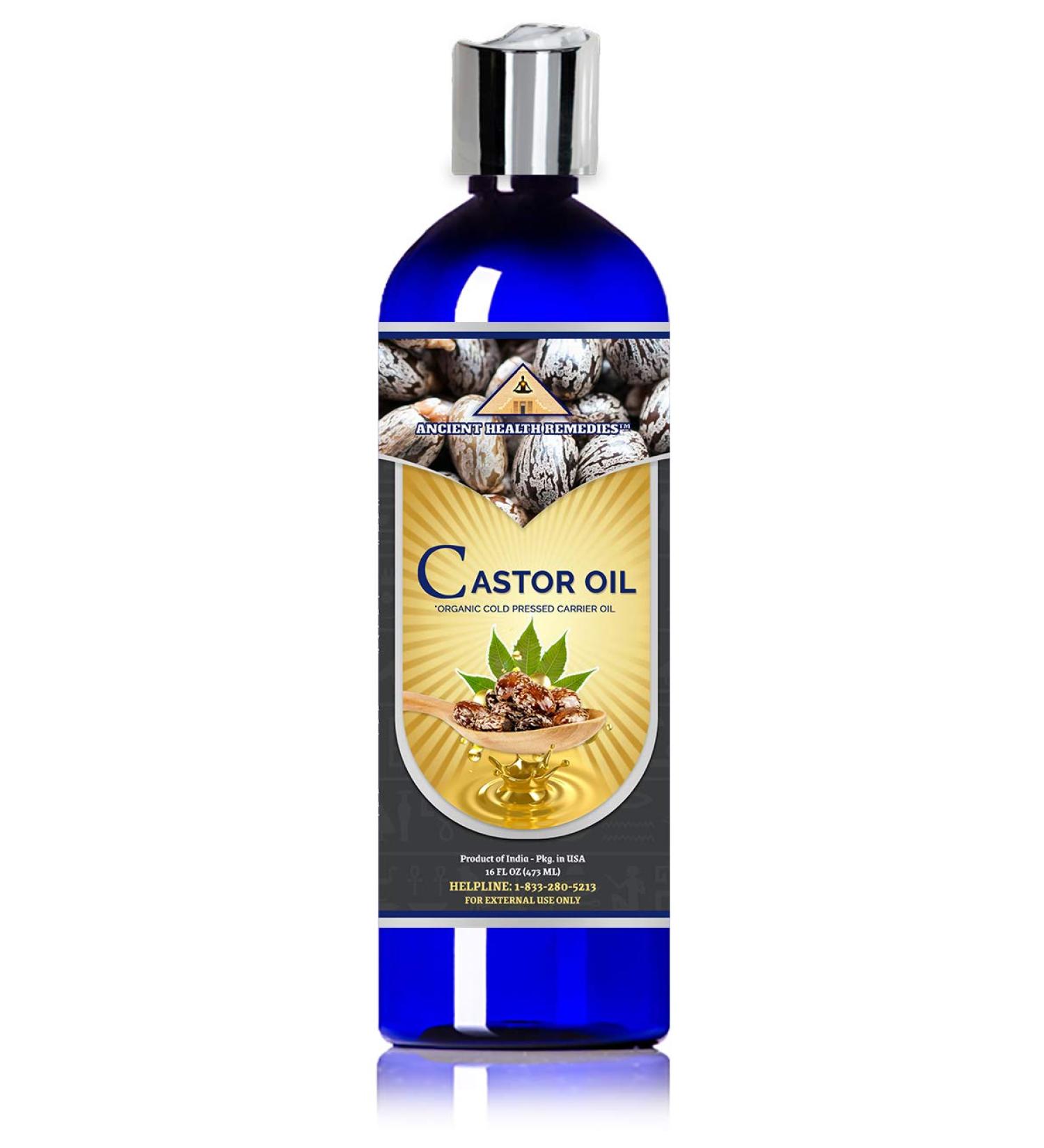 Organic Cold Pressed Castor Carrier Oil (16oz) - Bulk Wholesale Beauty Hair Growth Moisturizer for DIY Body Butter & Skin Softening - Ancient Health Remedies from India - Buy Online on GoSupps.com