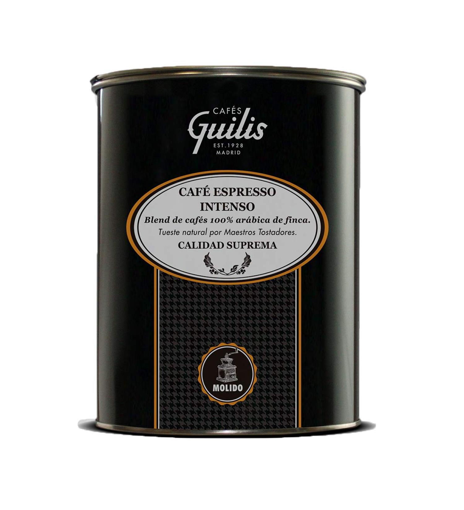 CAFES GUILIS FROM 1928 LOVERS OF COFFEE 100% Arabica Ground Coffee - Supreme Quality Intense Espresso Blend - 1kg Box - Buy Online on GoSupps.com
