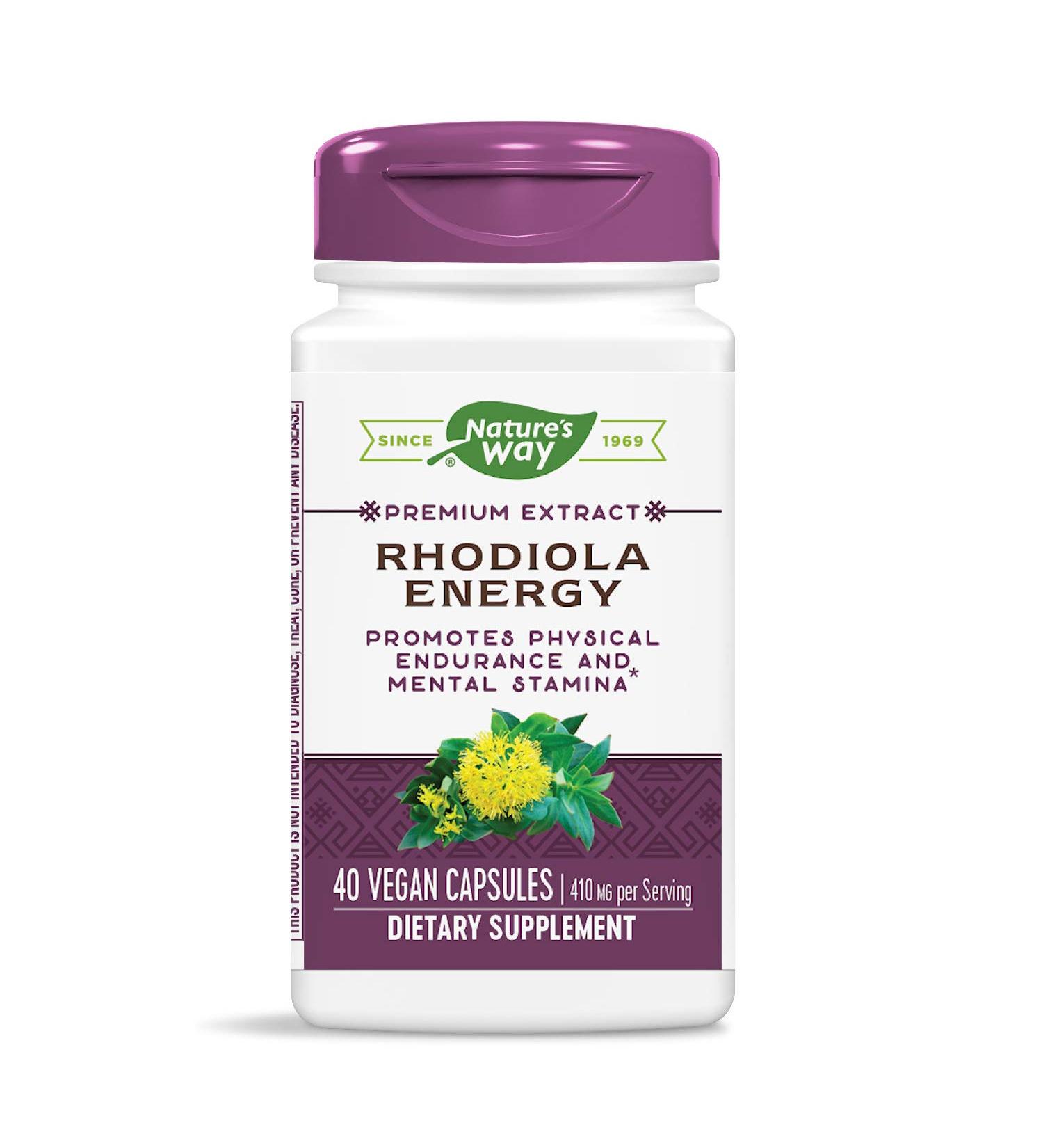 Rhodiola Energy 205 mg - 40 Vegan Capsules | Enzymatic Therapy for Stress & Vitality - Buy Online on GoSupps.com