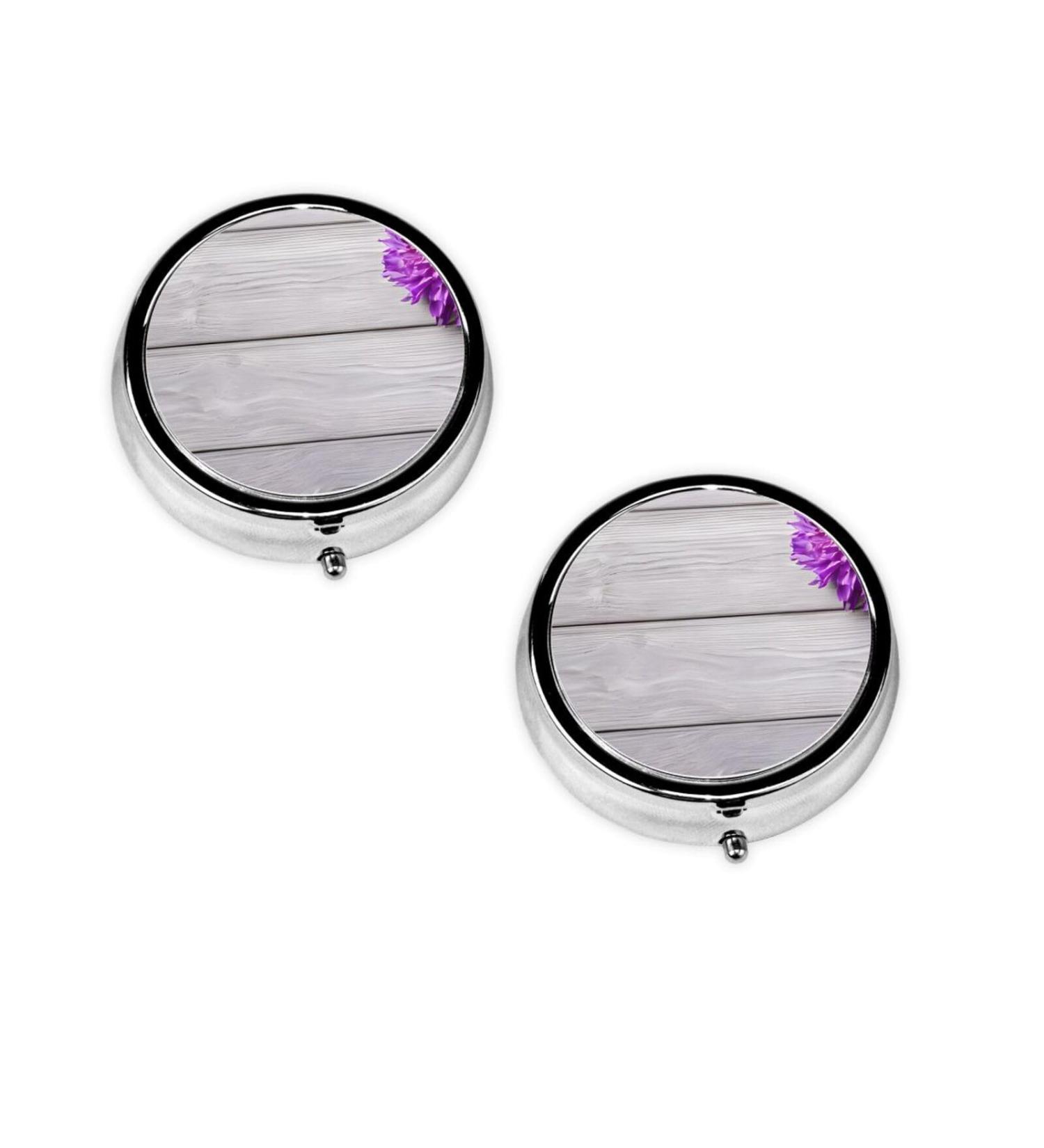 Orchid Printed Mini Round Pill Box | 3 Compartment Portable Pill Organizer | Travel Medicine Case for Home & Office - Buy Online on GoSupps.com
