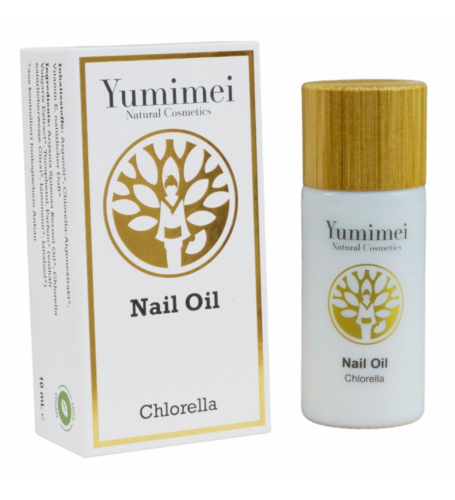 Yumimei Natural Cosmetics Organic Nail Oil with Chlorella Algae Extract Natural Nail Care for Healthy Nails and Cuticles with Brush Applicator in 10 ml Glass Bottle - Buy Online on GoSupps.com