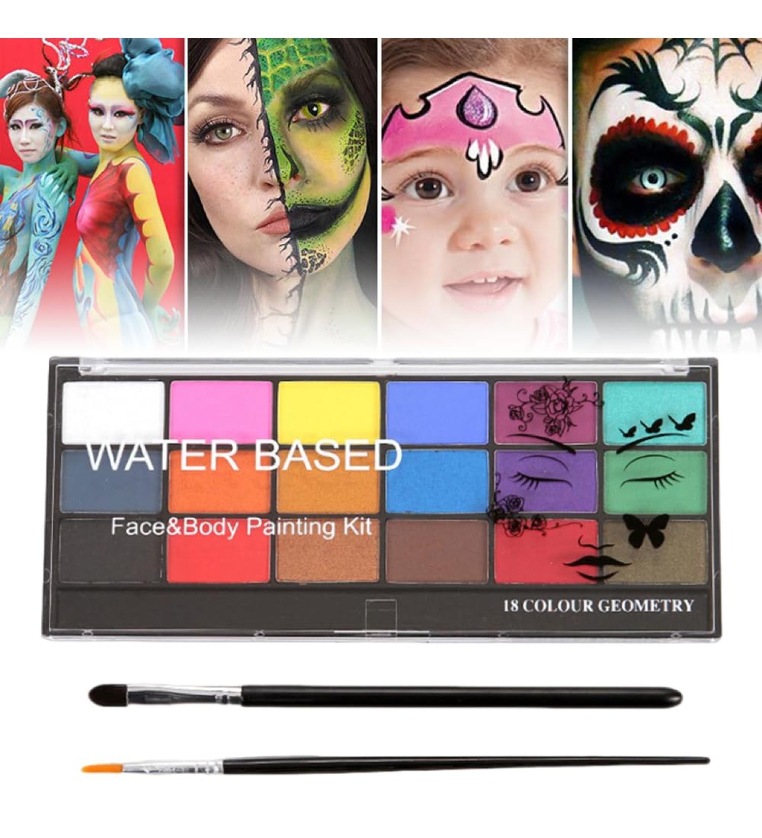 Kindoyo Face Painting Set - 18 Washable Colors for Kids | Professional Body Makeup for Halloween Carnival & Theater - Buy Online on GoSupps.com