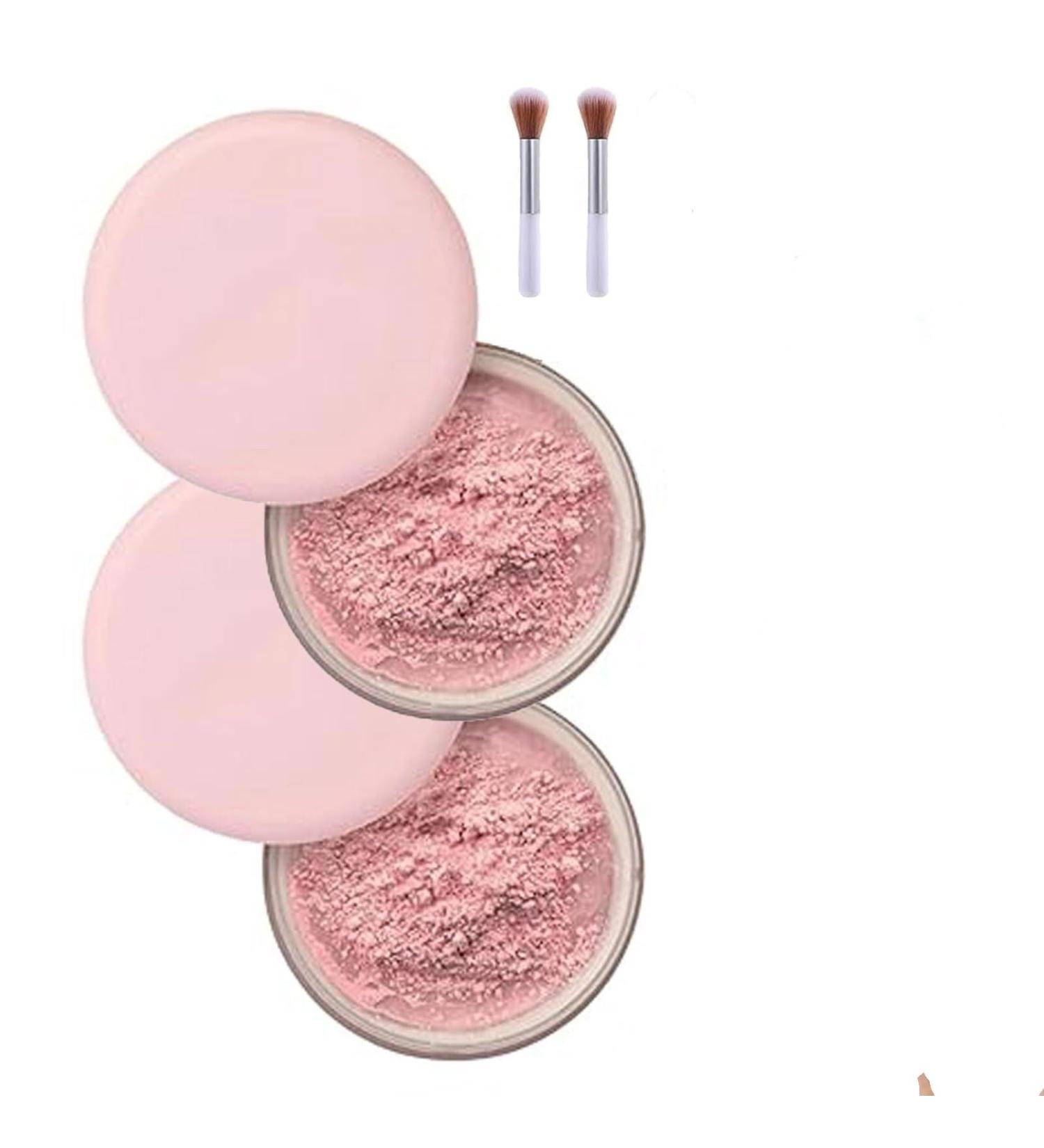  LaoSShu Makeup Fixing Powder Full Coverage Waterproof Blurred Fixing Powder Beauty Blurred Powder Foundation Ultra Pink Fixing Powder for All Skin Tones (2Pcs-A) - Buy Online on GoSupps.com