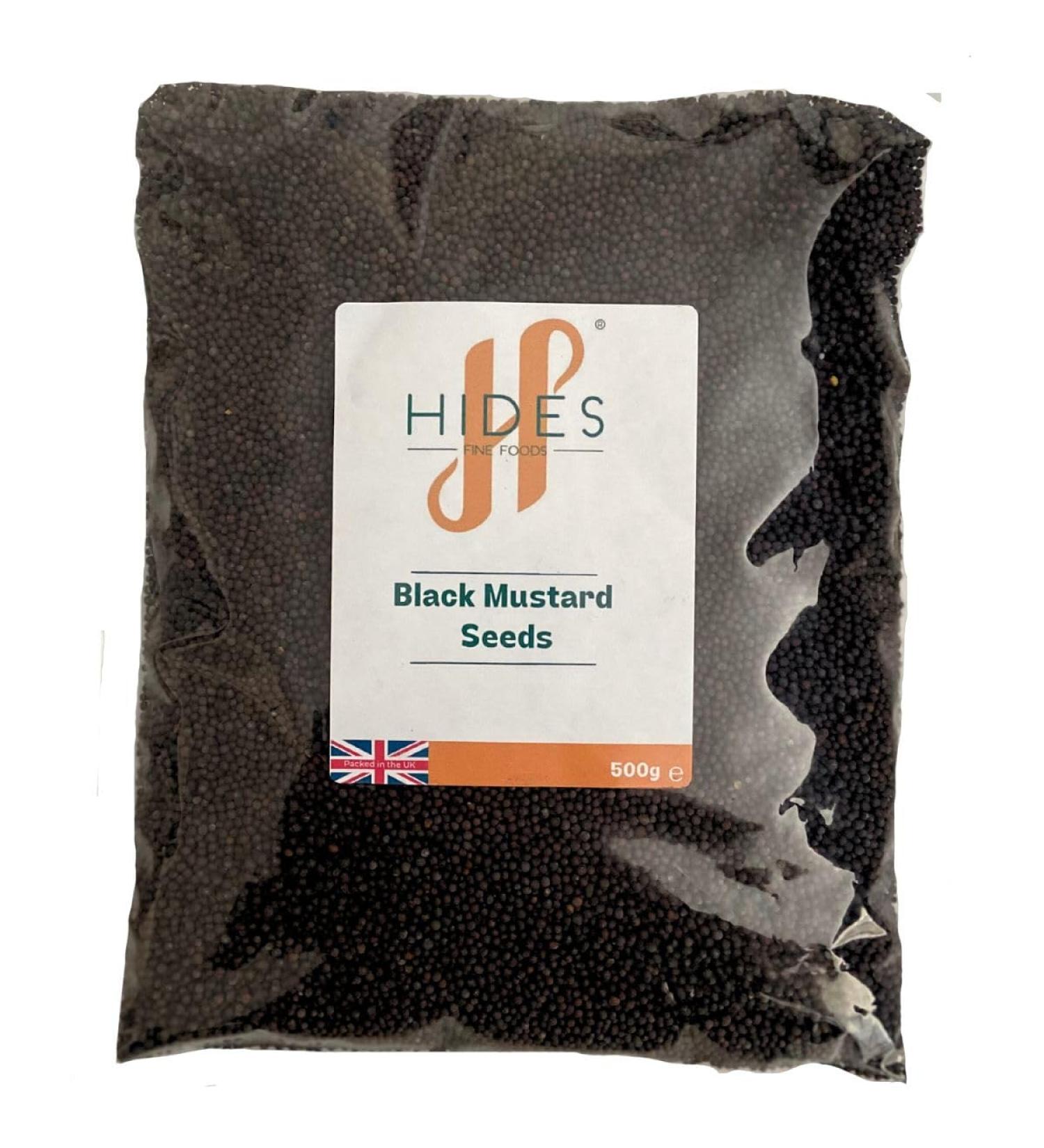 Hides Fine Foods Black Mustard Seeds 500g - GMO Free - Vegetarian-Friendly - Ideal for Marinades, Rubs, Sauces, Dressings, Curries, and Condiments - Buy Online on GoSupps.com