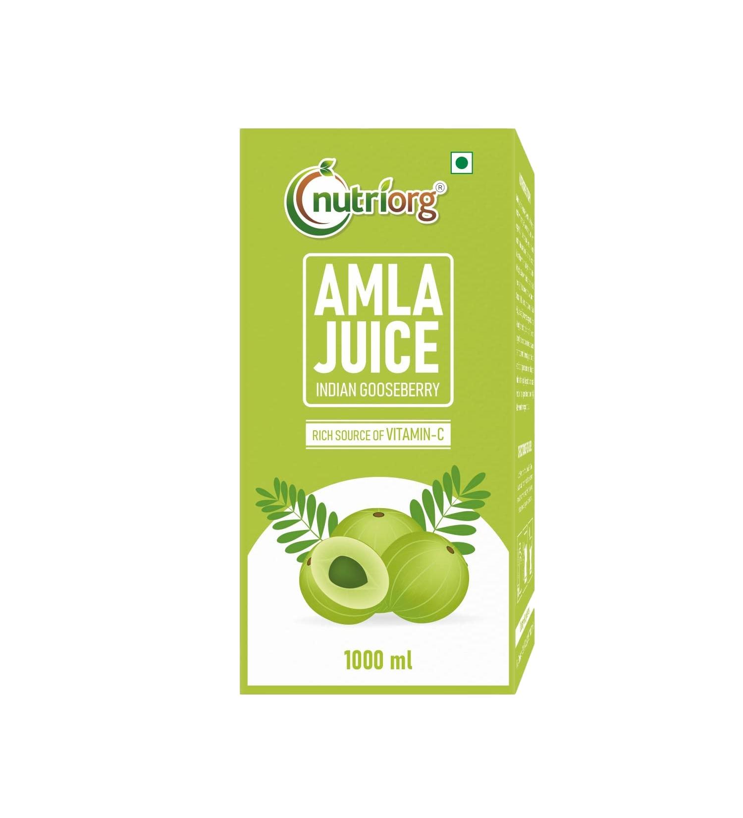 Nutriorg Amla Juice 33.8 Fl Oz (1000ml) - Organic Farm Produce, Vitamin C Rich Detox Juice - Buy Online on GoSupps.com