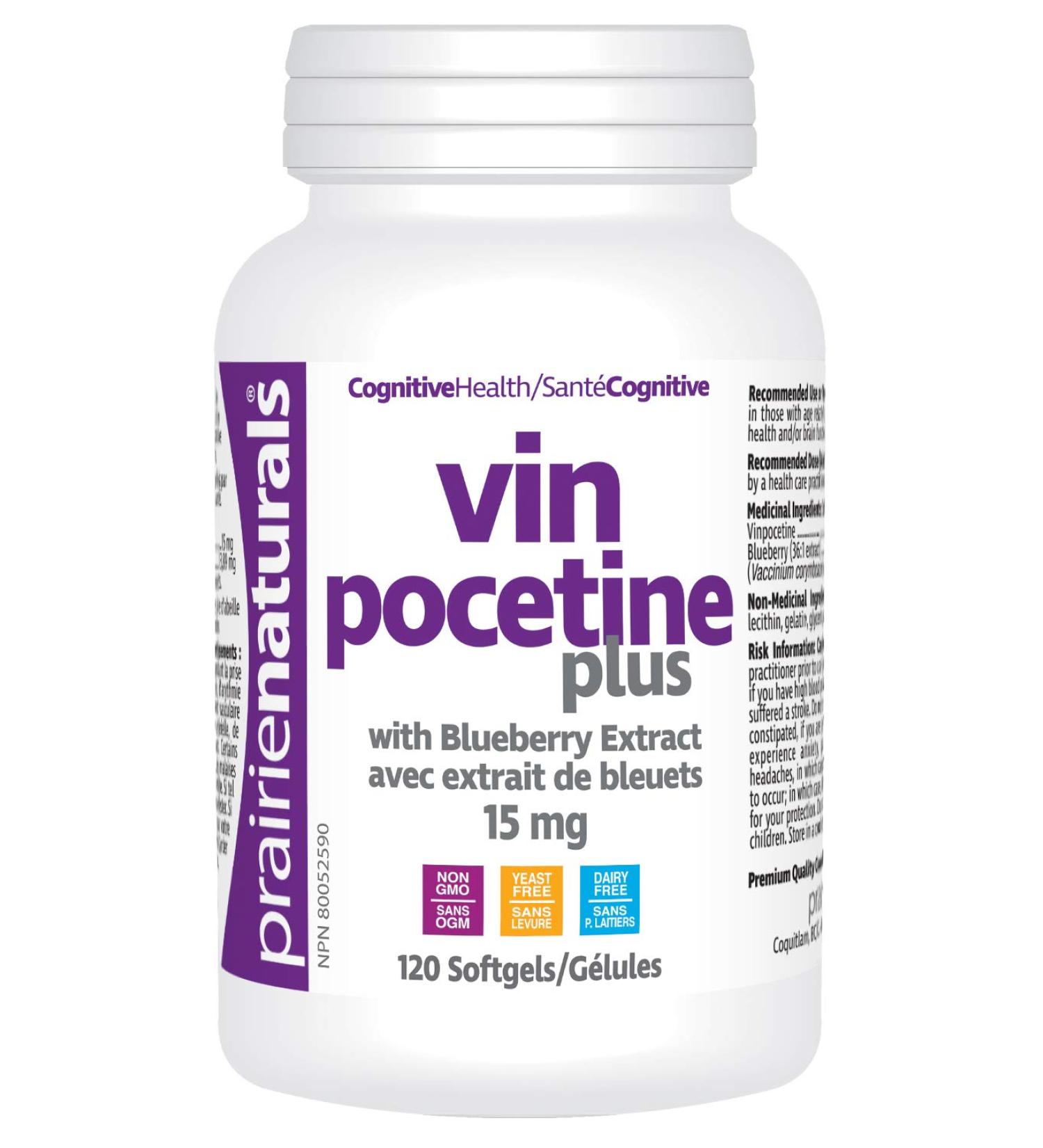 Prairie Naturals Vinpocetine with Blueberry Softgel - 120 Count Blueberry 120 count (Pack of 1) - Buy Online on GoSupps.com