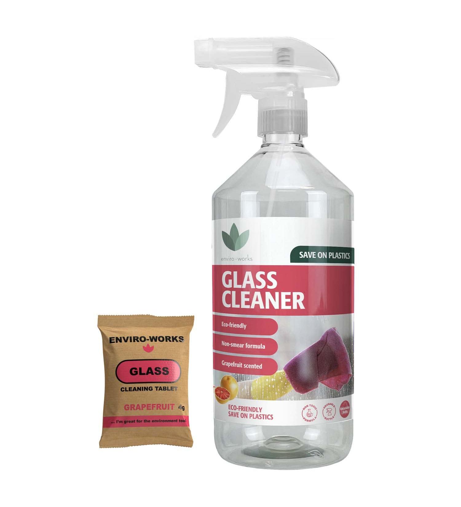 Enviro-Works Glass Cleaner 500ml (with 1 tab) - Eco Friendly Non Toxic Non Smear Formula - Save On Plastic Waste - Buy Online on GoSupps.com