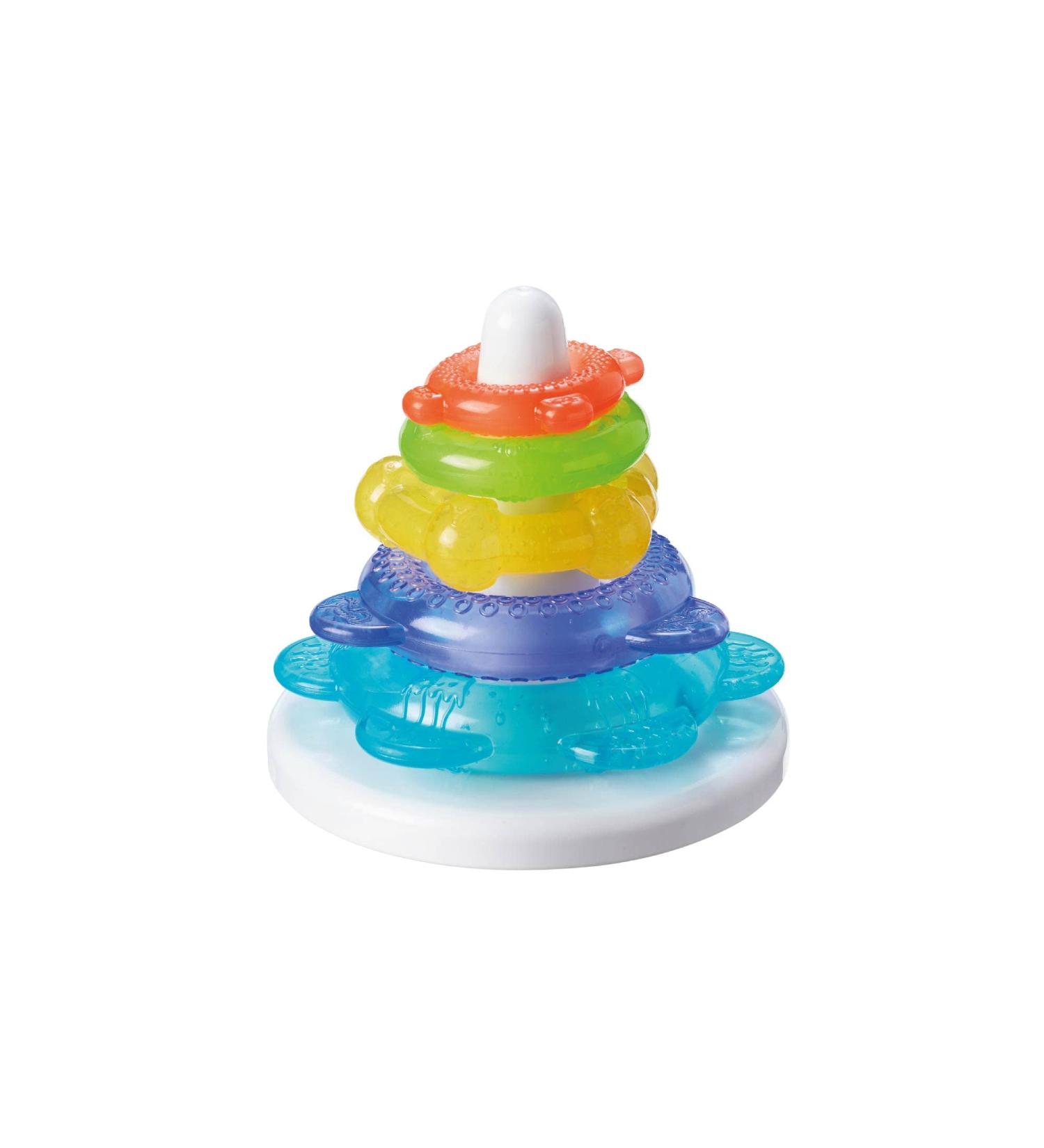 Nuby IcyBite Stacking Rings - Soothing Teething Ring for Babies 6+ Months | Multiple Biting Surfaces | Refrigerator Safe | International Shipping Available - Buy Online on GoSupps.com