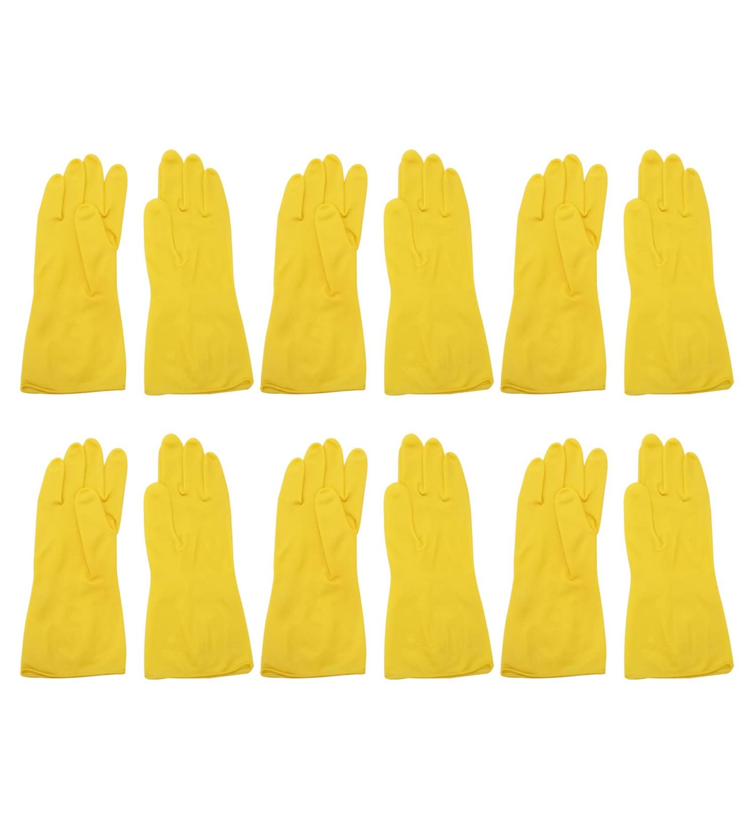 Kimefot 6 Pairs Dishwashing Gloves Rubber Gloves Yellow Flock Lined Heavy Duty Kitchen Gloves Medium - Buy Online on GoSupps.com