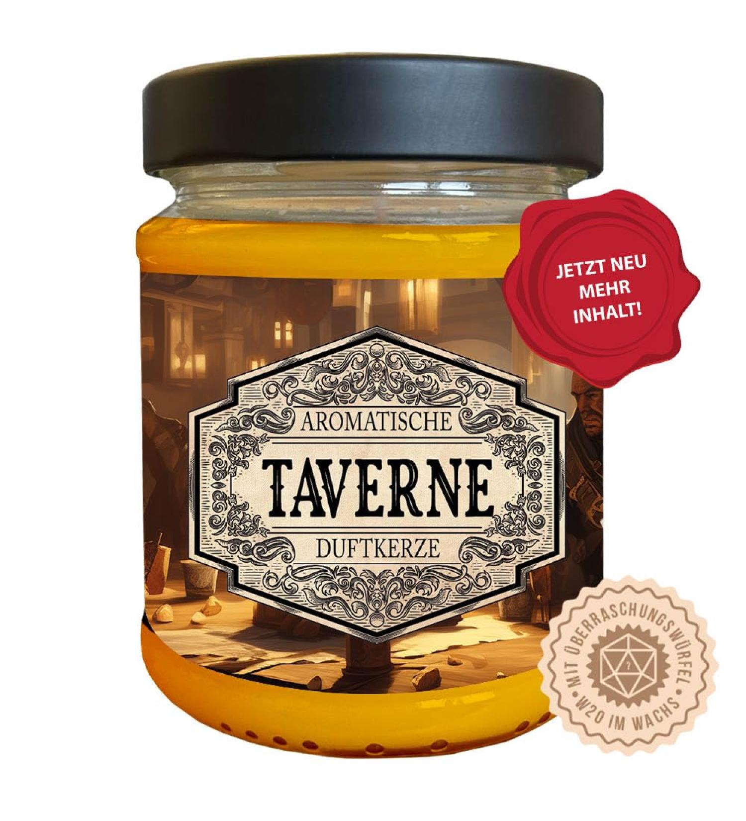 Role play scented candle tavern with hidden D20 dice - handmade in Germany (new size) 240ml approx. 40 hours burning time