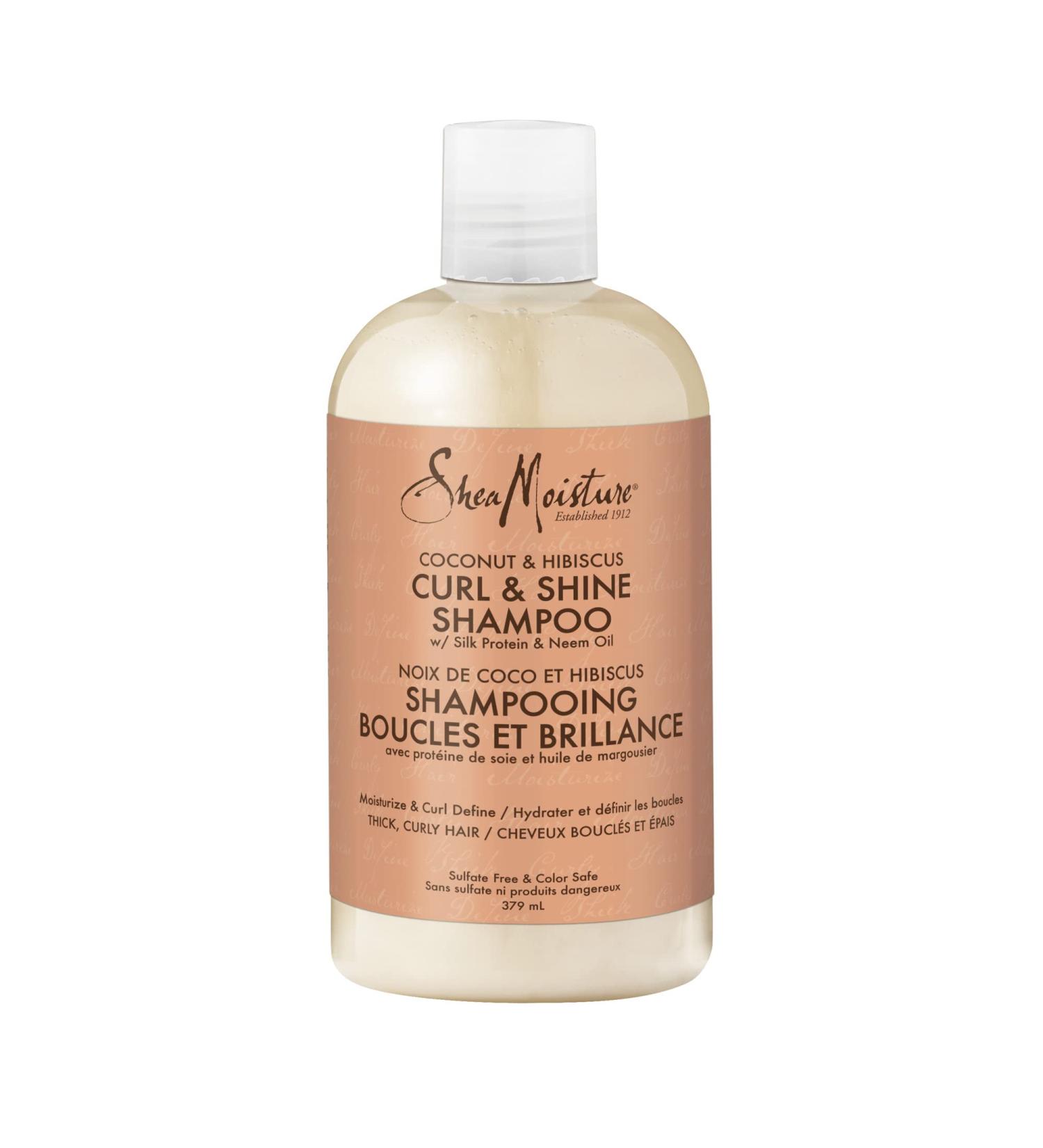 SheaMoisture Curl & Shine Shampoo for Thick Curly hair Coconut & Hibiscus with Silk Protein & Neem Oil 379 ml - Buy Online on GoSupps.com