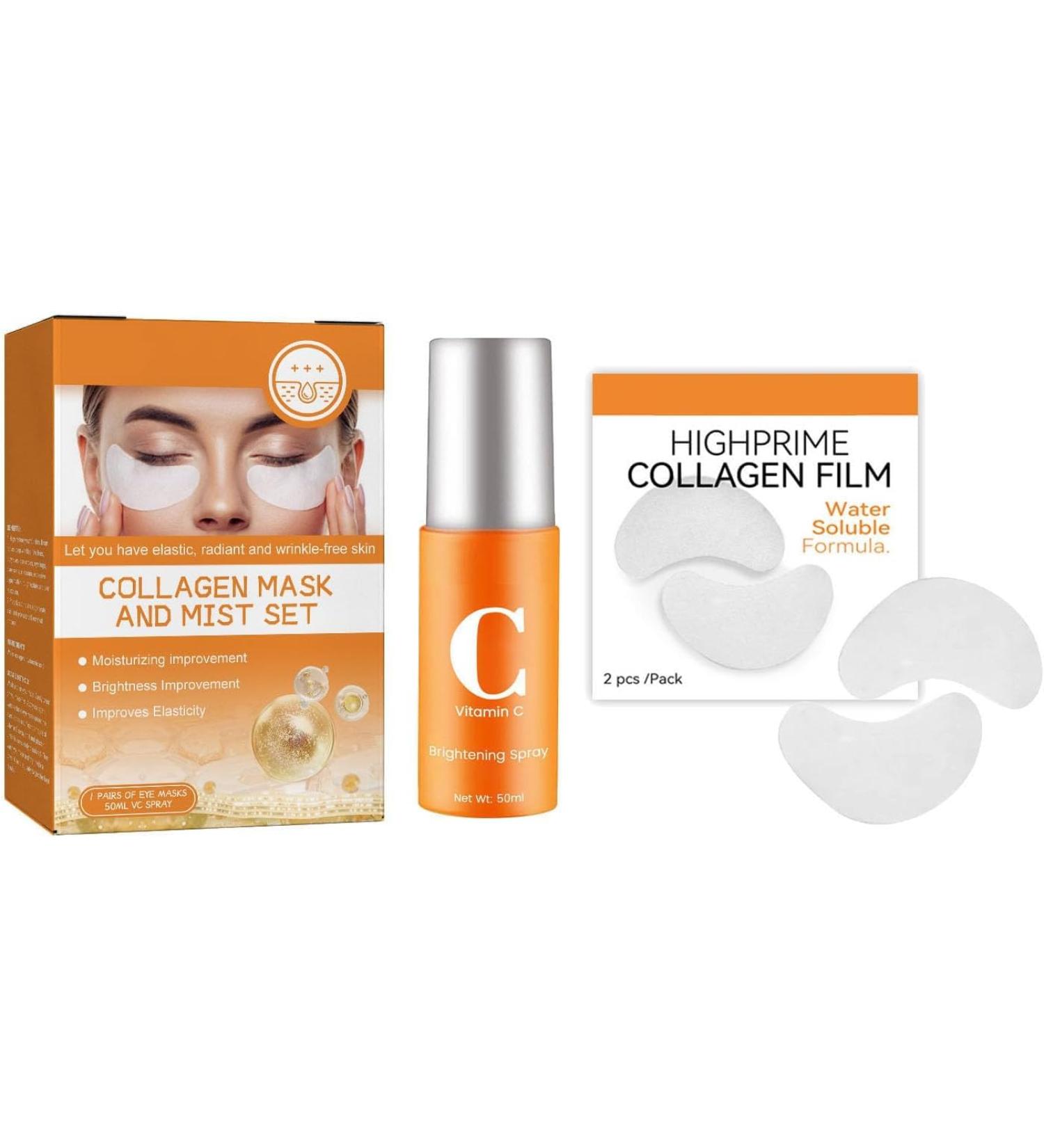 Korean Technology Soluble Collagen Film Set Highprime Collagen Film & Mist Kit Anti-Aging Smoothes Fine Lines Wrinkles (3pcs) - Buy Online on GoSupps.com