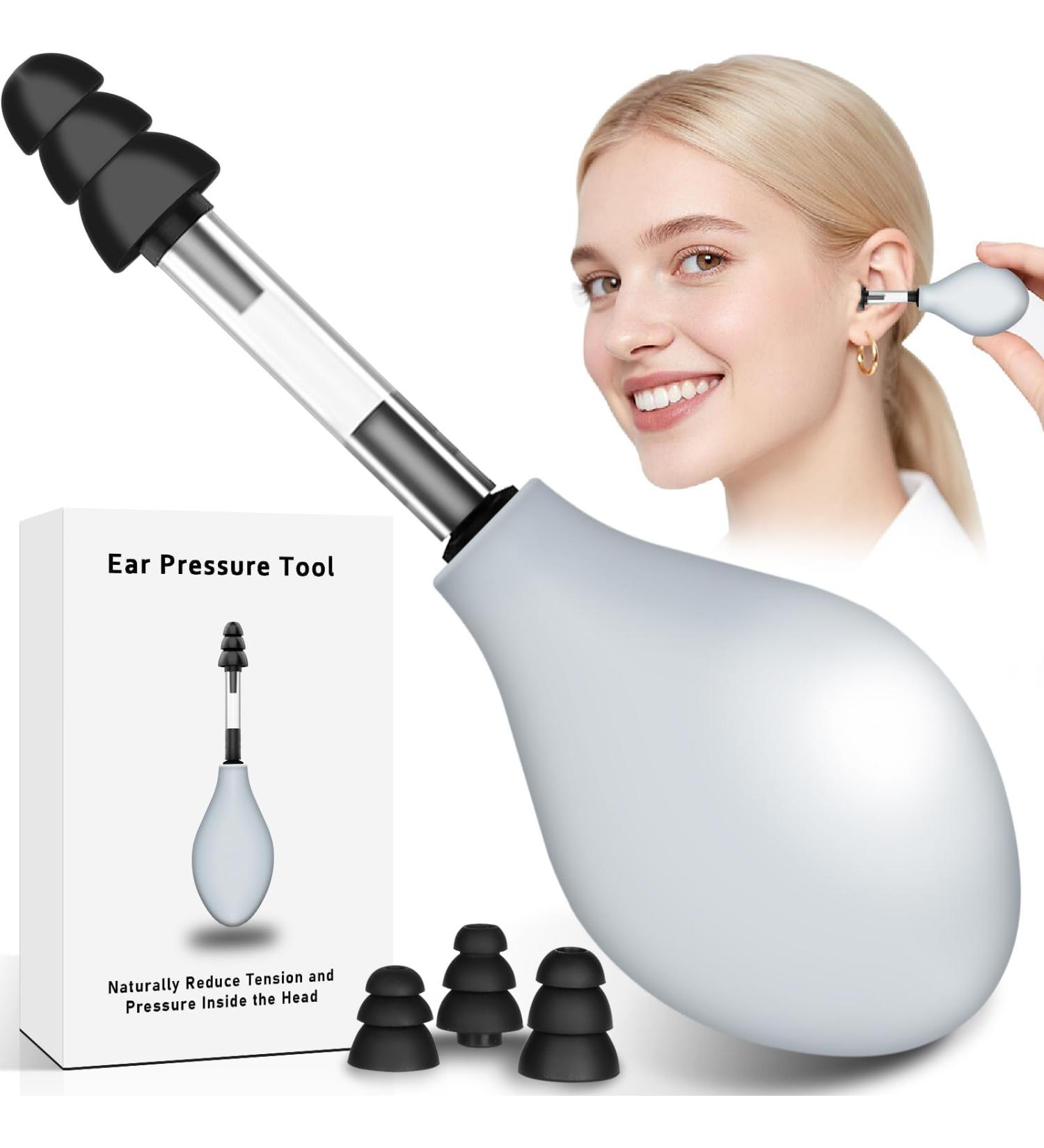 Ear Pressure Relief Device Migraine Ease & Tinnitus Relief Portable & Effective Migraine Ease Device Ideal for Flying Reduces Tension with 3 Sizes of Earbuds 8WD