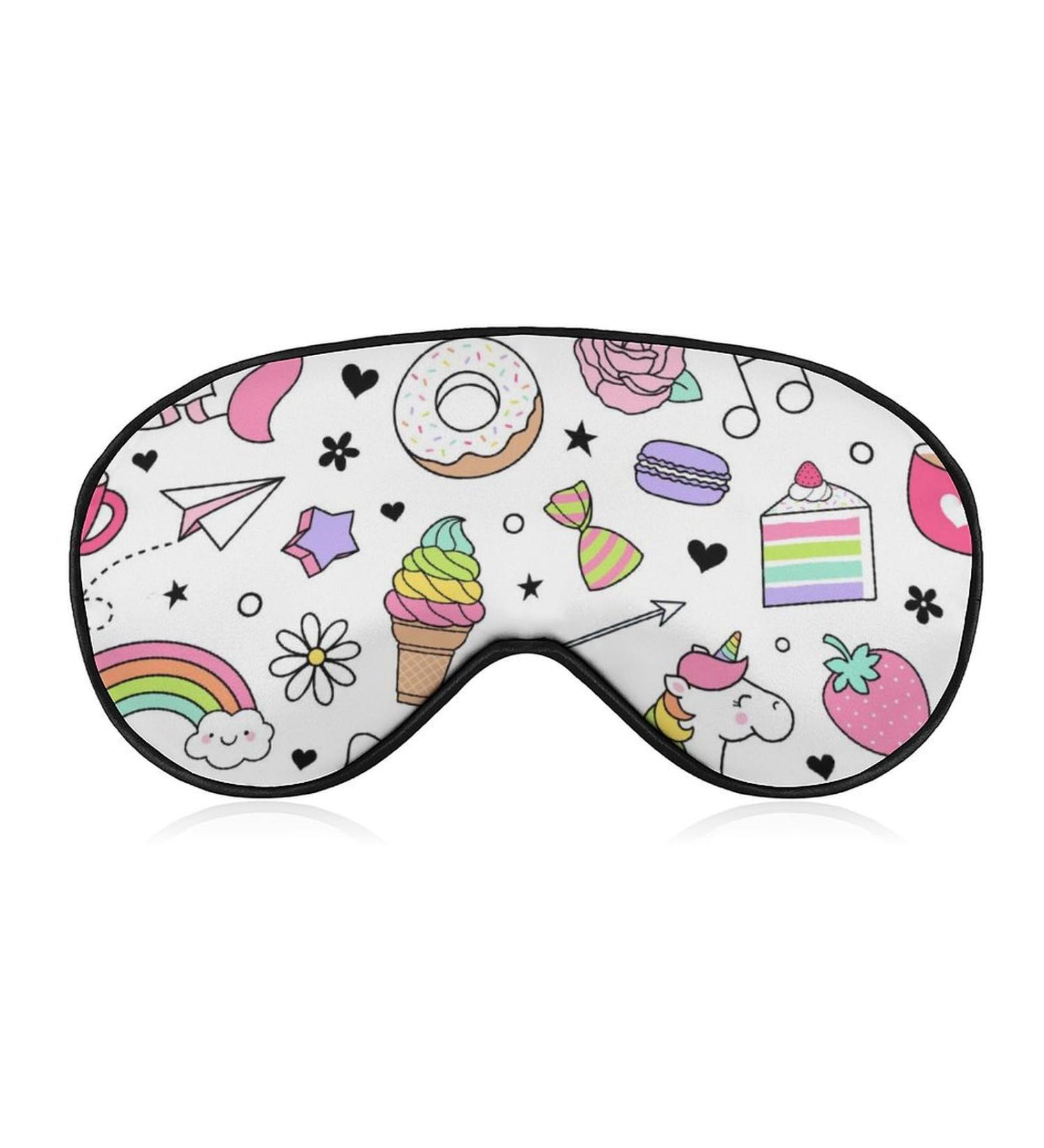 Cute Unicorn Rainbow Dessert Sleep Mask | Adjustable Eye Mask for Light Blocking | Sleep Shade Cover for Men & Women - Buy Online on GoSupps.com