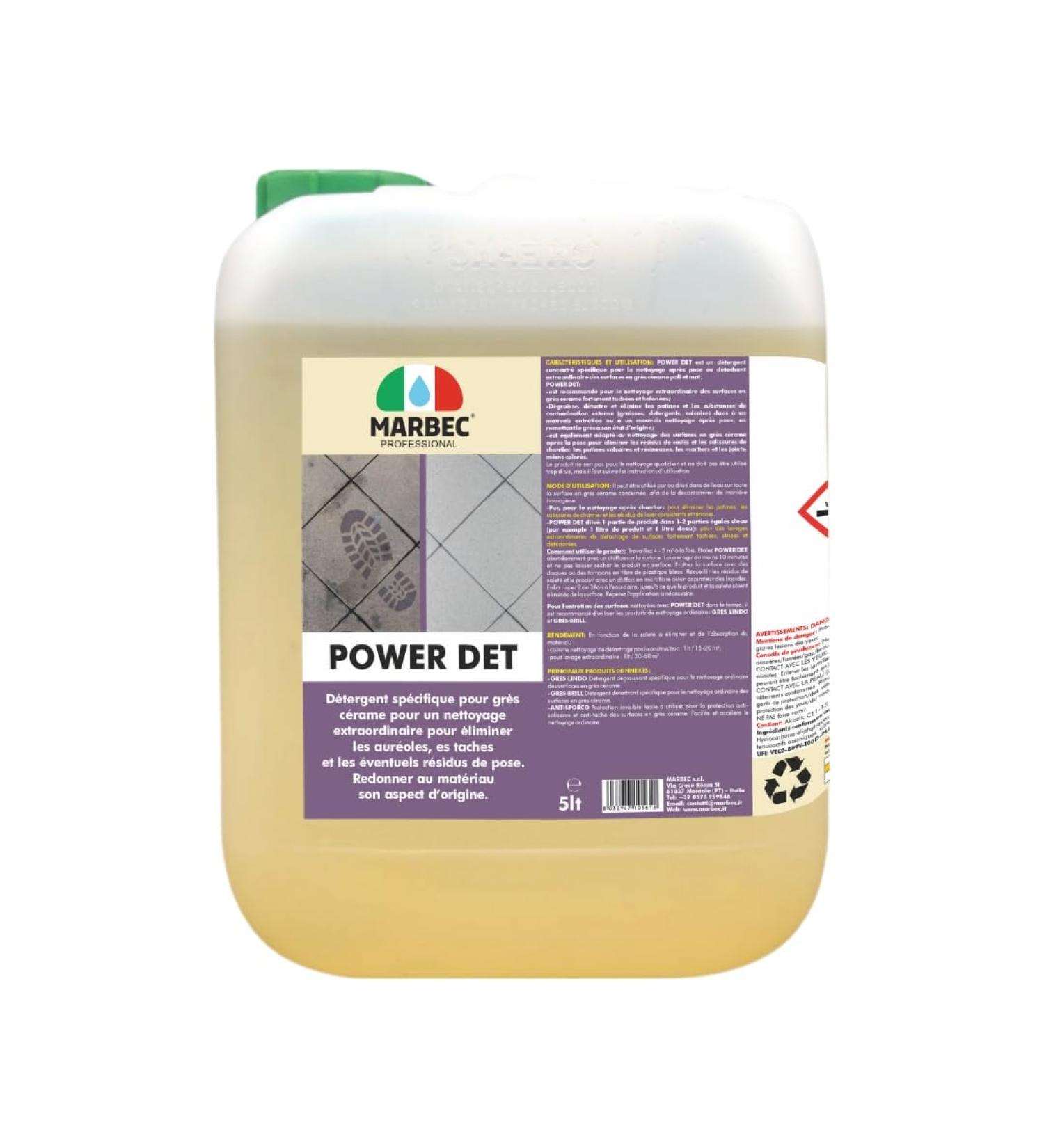 MARBEC POWER DET 5LT Porcelain stoneware detergent for extraordinary cleaning to remove halos stains and possible installation residue. - Buy Online on GoSupps.com