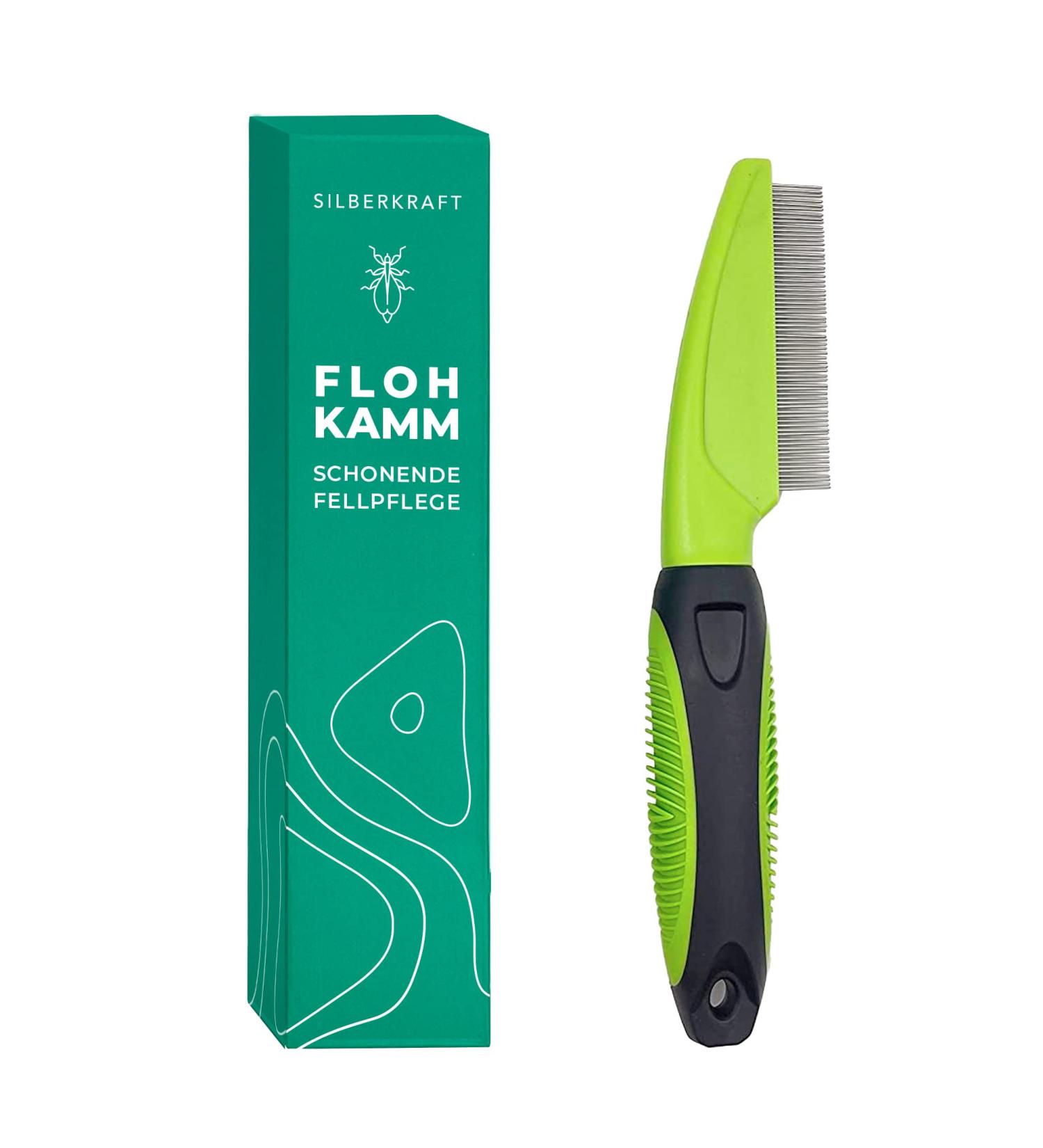 Silver Power Flea Comb for Dogs Cats & Pets - Gentle Metal Tines for Effective Flea Tick & Parasite Removal - Buy Online on GoSupps.com