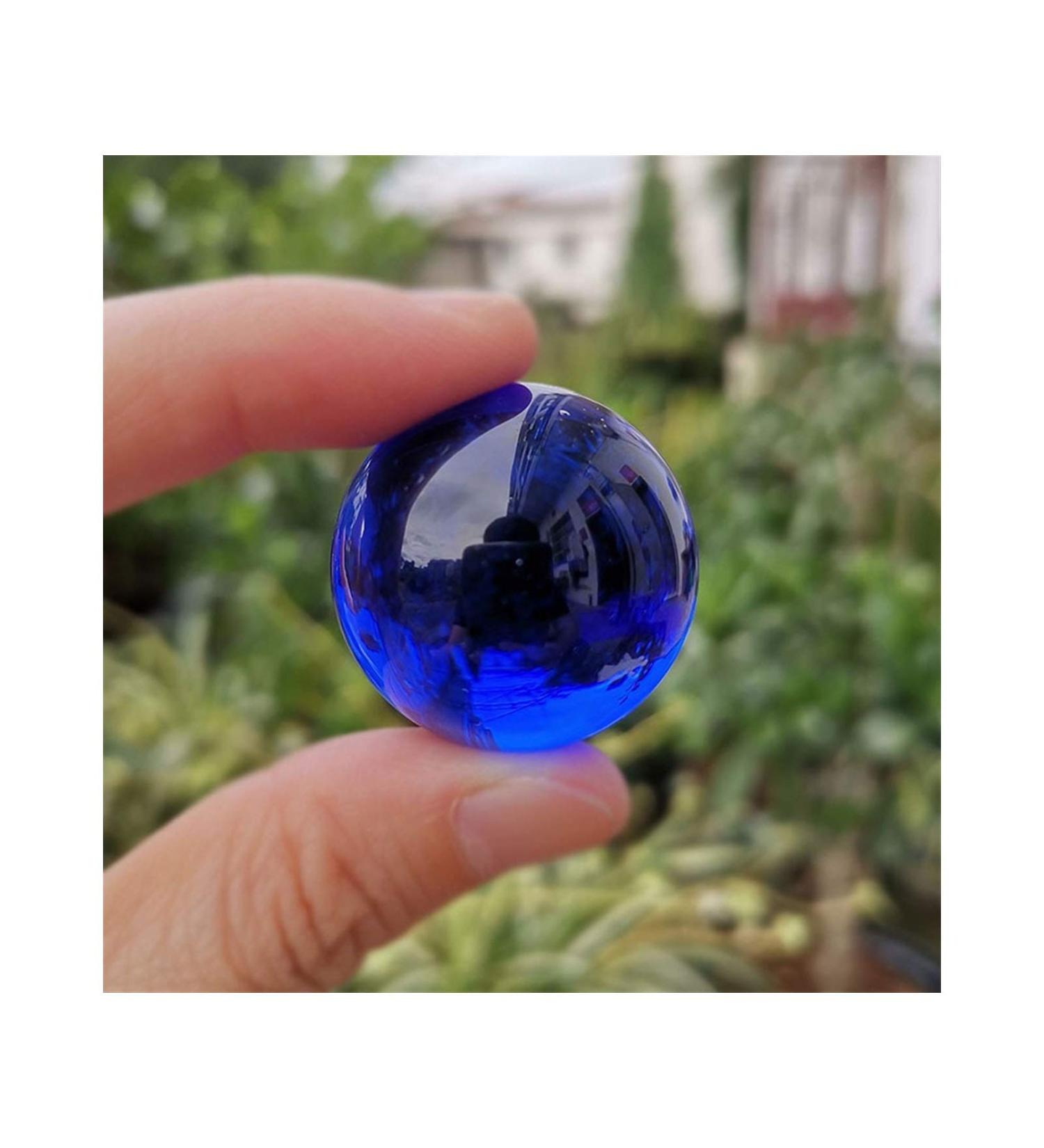 Fennchun crystal ice rack ball water wells bonsai glass ball main decoration ornaments feng shui figure marble ball gifts (color: blue ball size: 30mm) 30mm blue ball