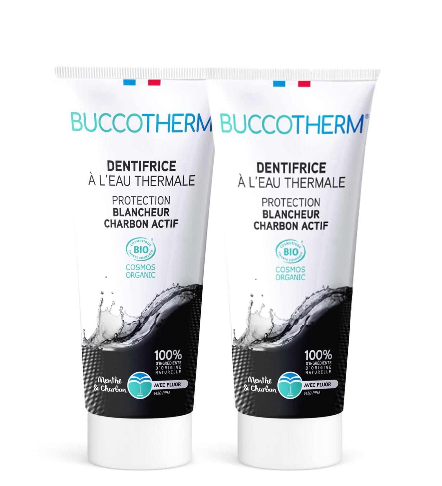  Buccotherm BUCCOTHERM | Whiteness Activated Charcoal Toothpaste | Soothes | Certified Organic - 100% ingredients of natural origin | Pack of 2 - 2 x 75 ml - Buy Online on GoSupps.com