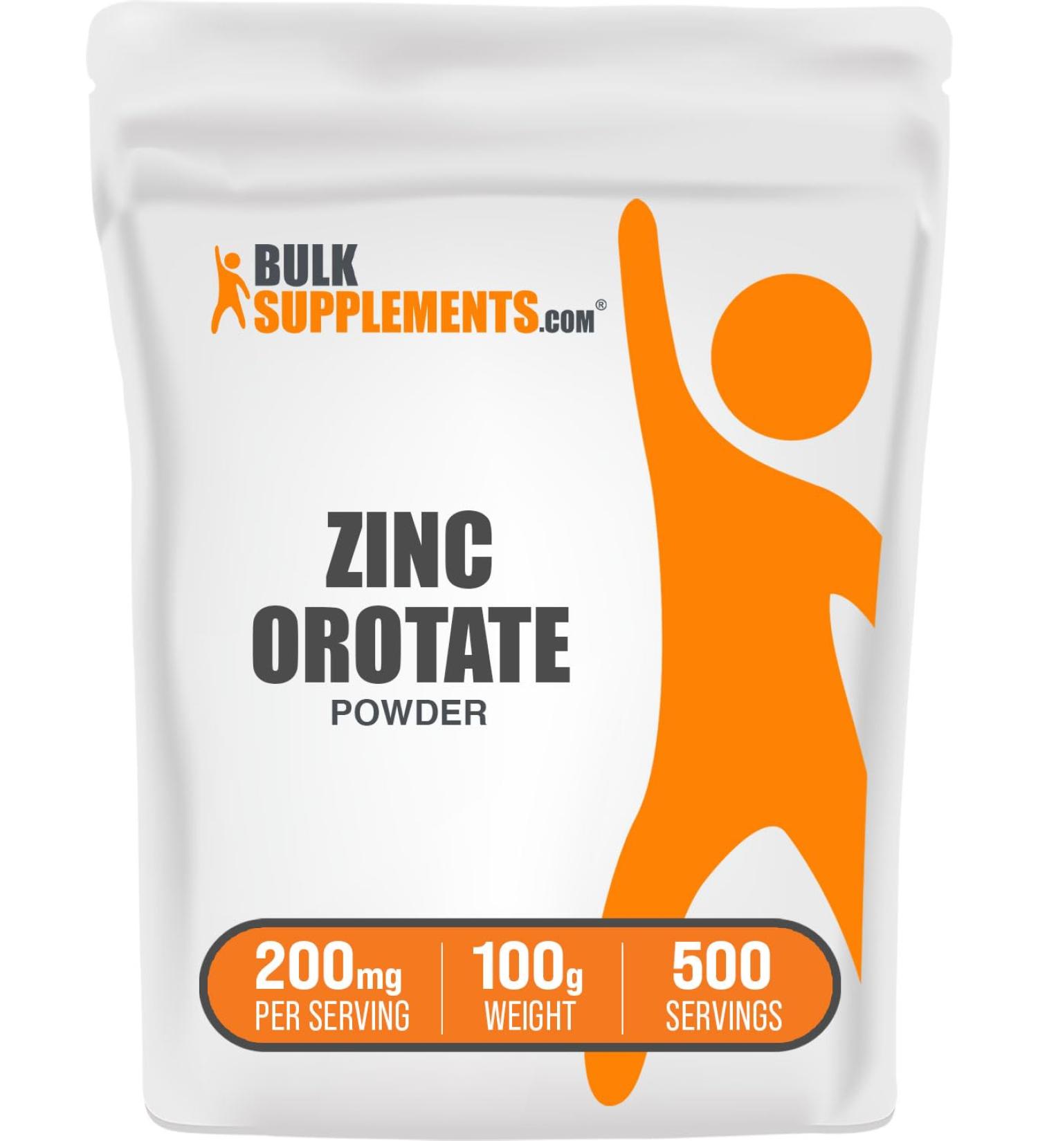 BulkSupplements.com Zinc Orotate Powder - Zinc Minerals Supplement for Immune Support - Gluten Free 200mg per Serving 100g (3.5 oz) (Pack of 1) 3.5 Ounce (Pack of 1) - Buy Online on GoSupps.com