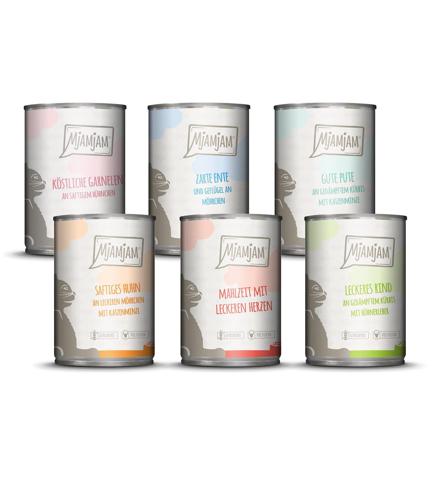 Mjamjam Premium Wet Cat Food Trial Package - Grain-Free 6-Pack (6 x 400g) - Extra Meat Single Mix - Buy Online on GoSupps.com