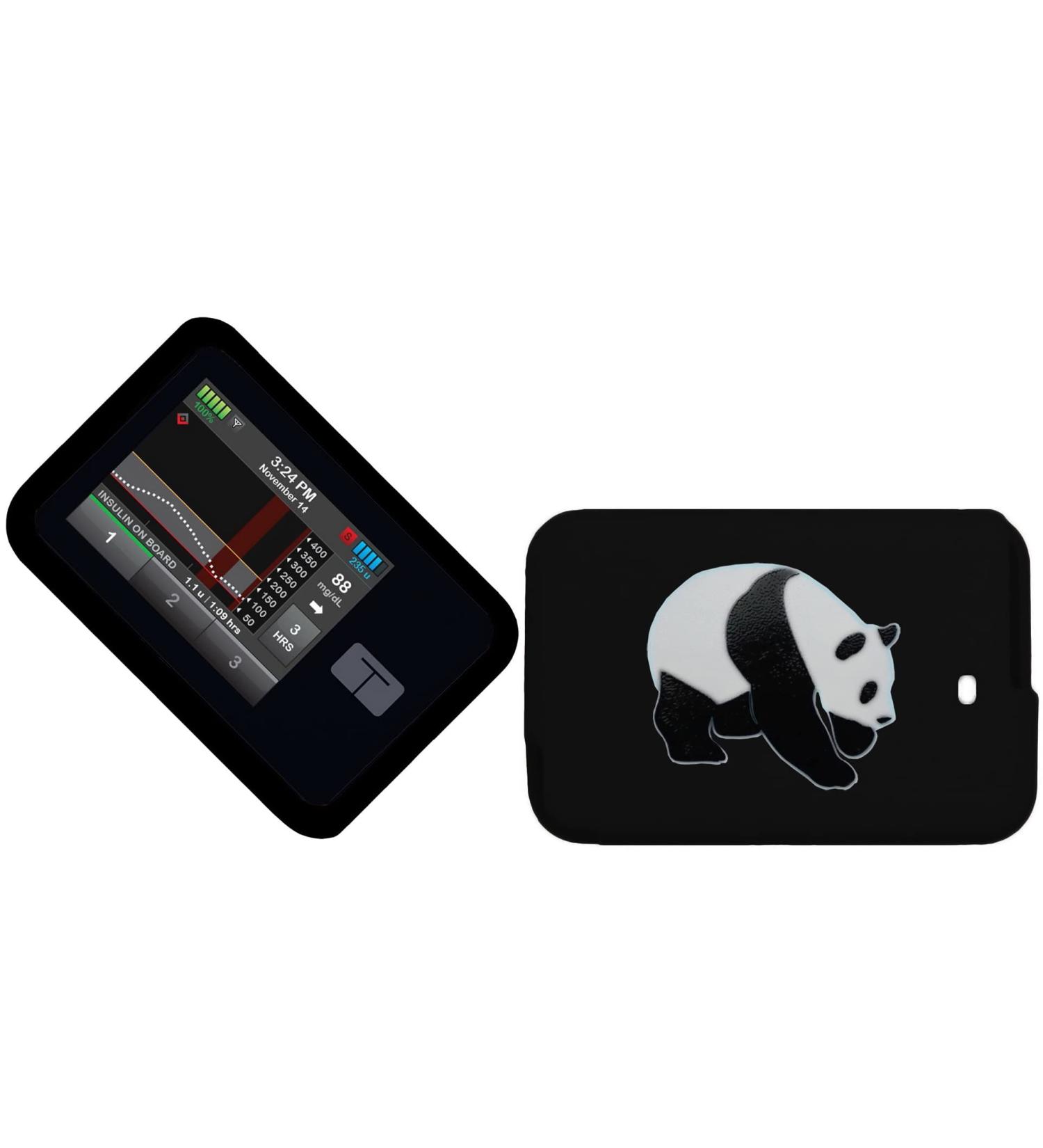 Designed Premium Silicone Case for Tandem t:Slim X2 Insulin Pump (Black-Panda)
