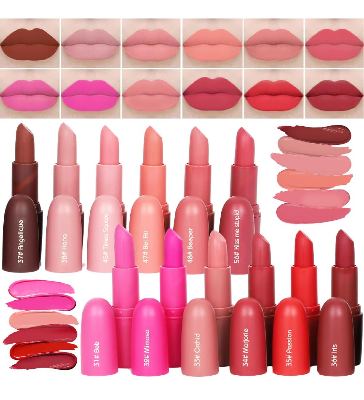 Miss Rose Matte Lipstick Set - 12 Long Lasting Waterproof Highly Pigmented Shades for Women | Perfect for All Occasions & Makeup Lovers - Buy Online on GoSupps.com