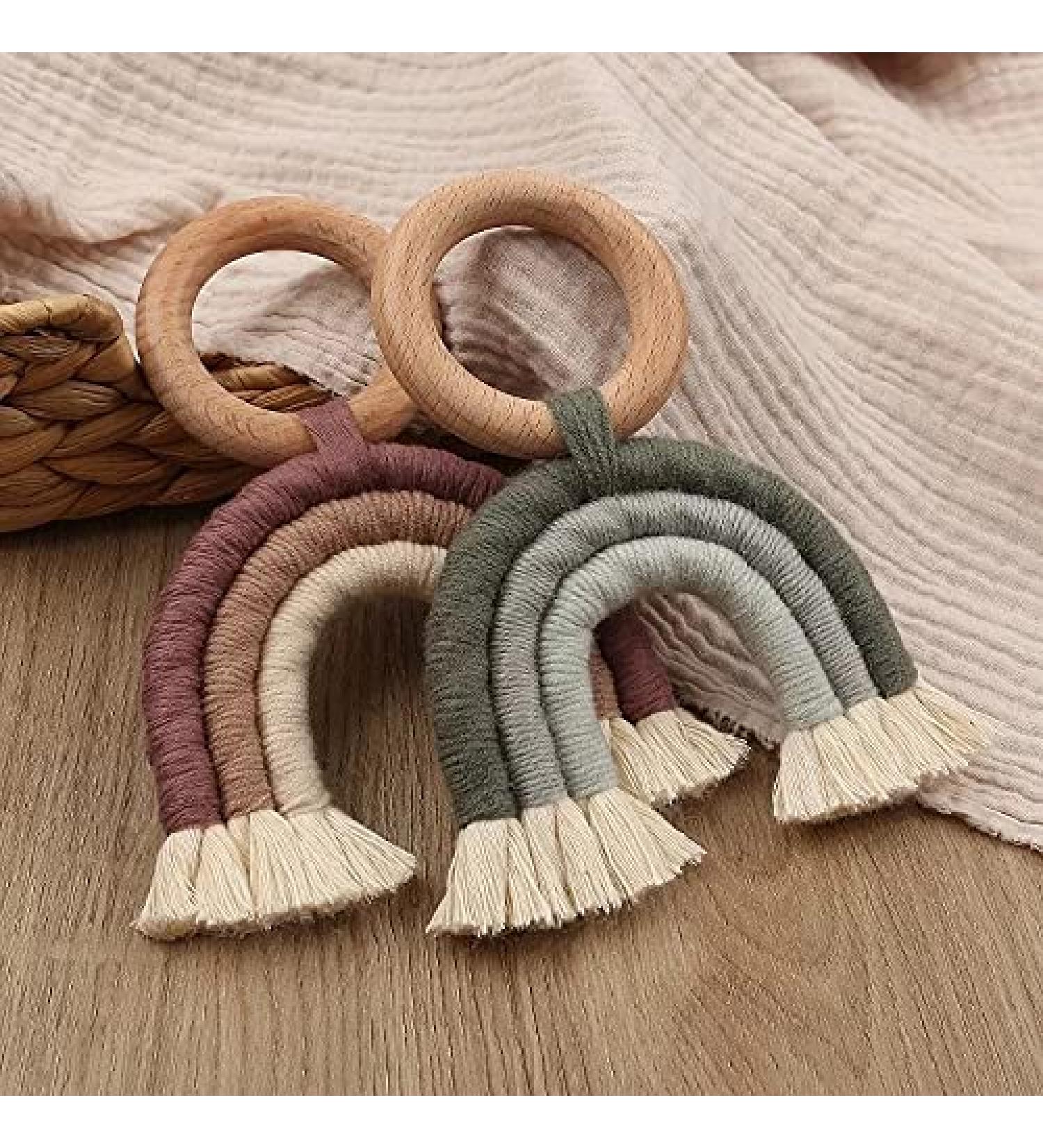 Wooden Rainbow Wall Hanging Teething Ring - Children's Room Decor (Green) | International Shipping - Buy Online on GoSupps.com