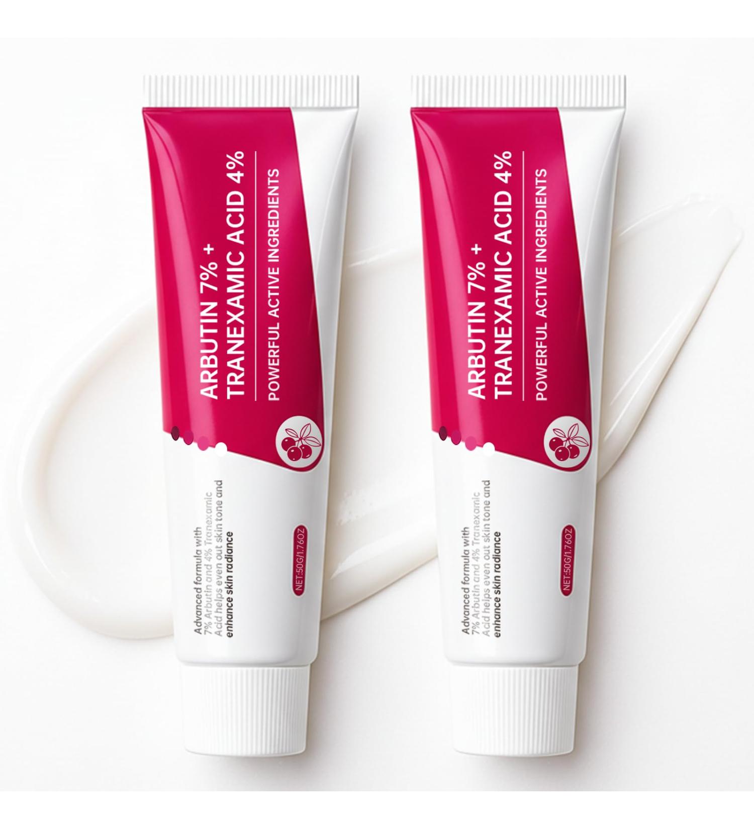 2Pcs Arbutin 7% + Tranexamic Acid 4% Cream 70 000ppm Arbutin & 40 000ppm TXA Moisturizing Hydrating Even Skin Tone Reduces Dark Spots & Pigmentation - Buy Online on GoSupps.com
