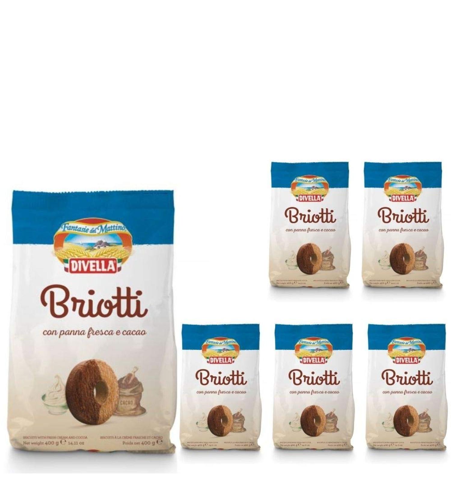  Divella Divella Briotti Biscuits with Fresh Cream and Cocoa 6 Packs of 400 Grams - Buy Online on GoSupps.com