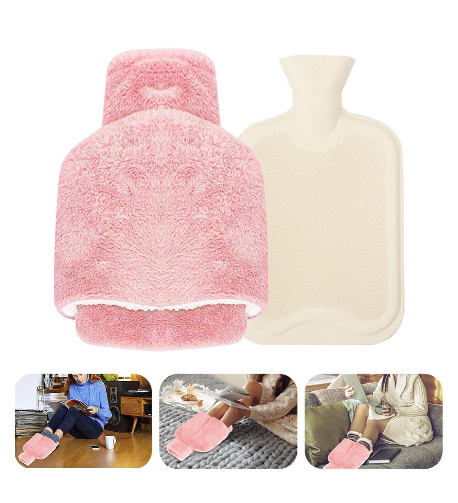 HRKVSK Electric-Free Foot Warmer - 2L Hot Water Bottle for Feet & Hands Super Soft Pink Foot Heater for Adults - Buy Online on GoSupps.com