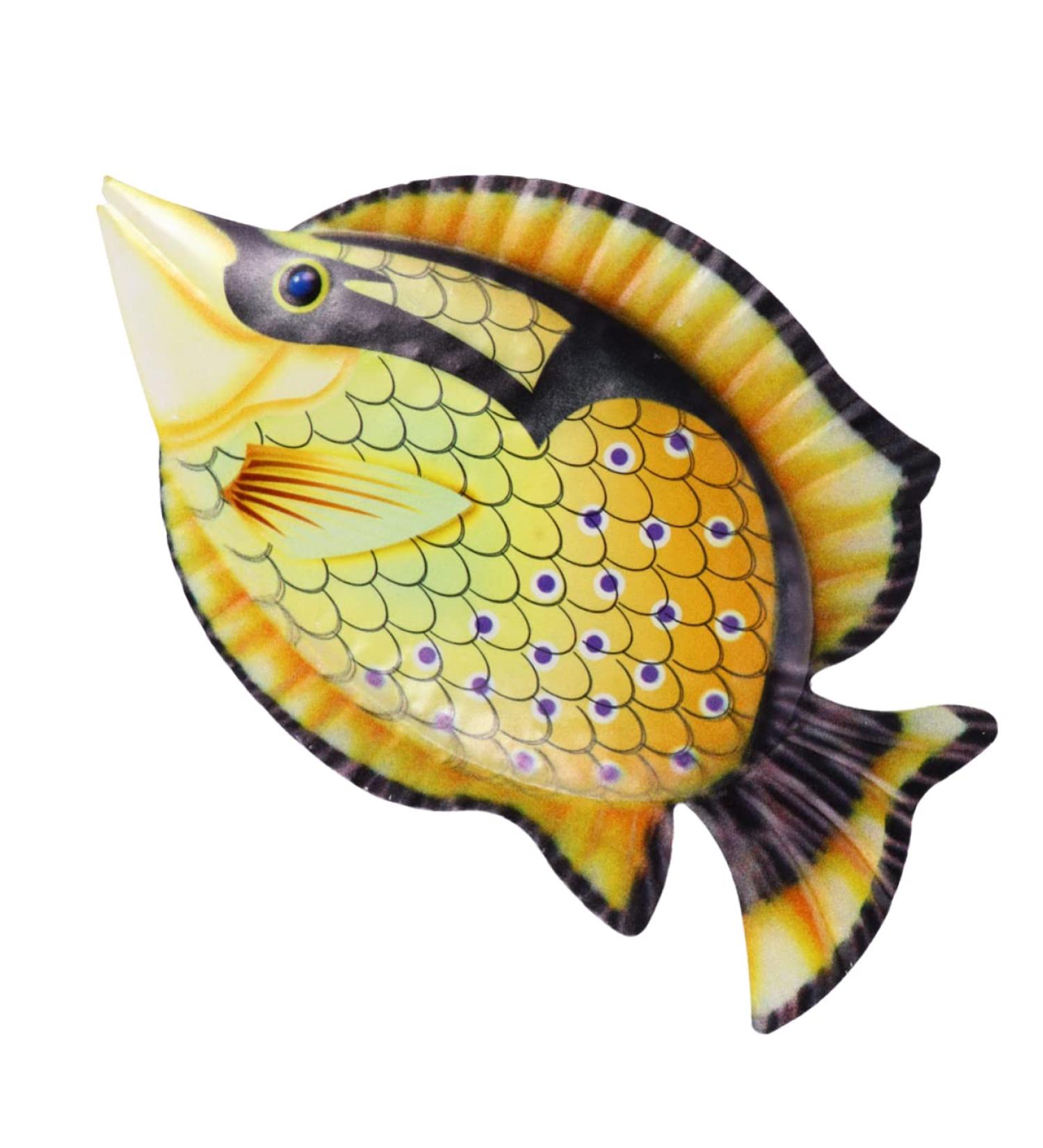 Zerodeko Decorative Fish Wall Hanging Ocean Iron Ornament 30X17cm Yellow - Buy Online on GoSupps.com