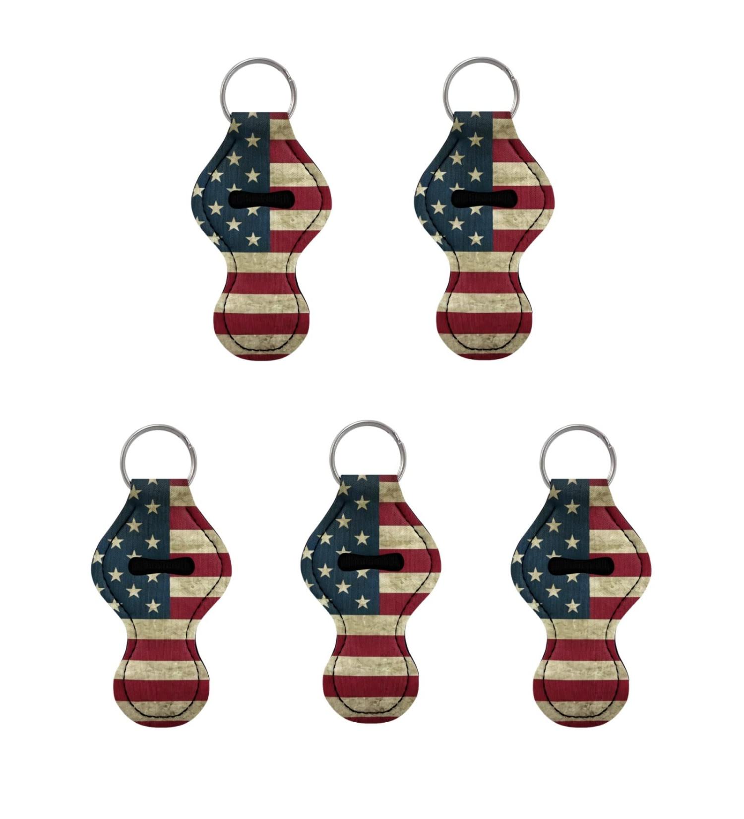 5 Pcs Women Girls Vintage American Flag Neoprene Lip Stick Holder - Buy Online on GoSupps.com