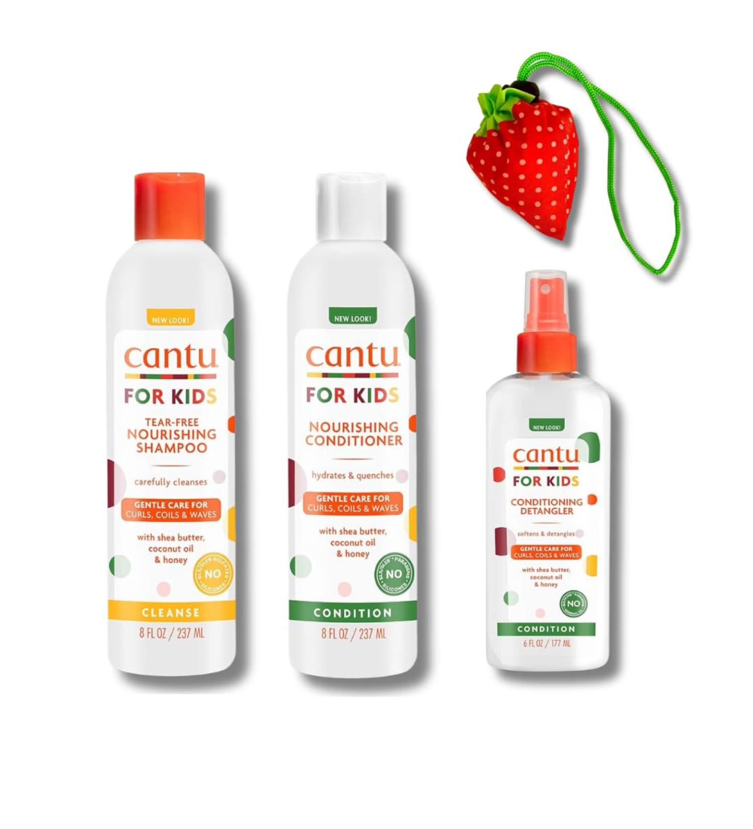 Cantu Care for Kids Shampoo Conditioner Detangler Value bundle Bonus Shopping bag(Package May Vary) - Buy Online on GoSupps.com