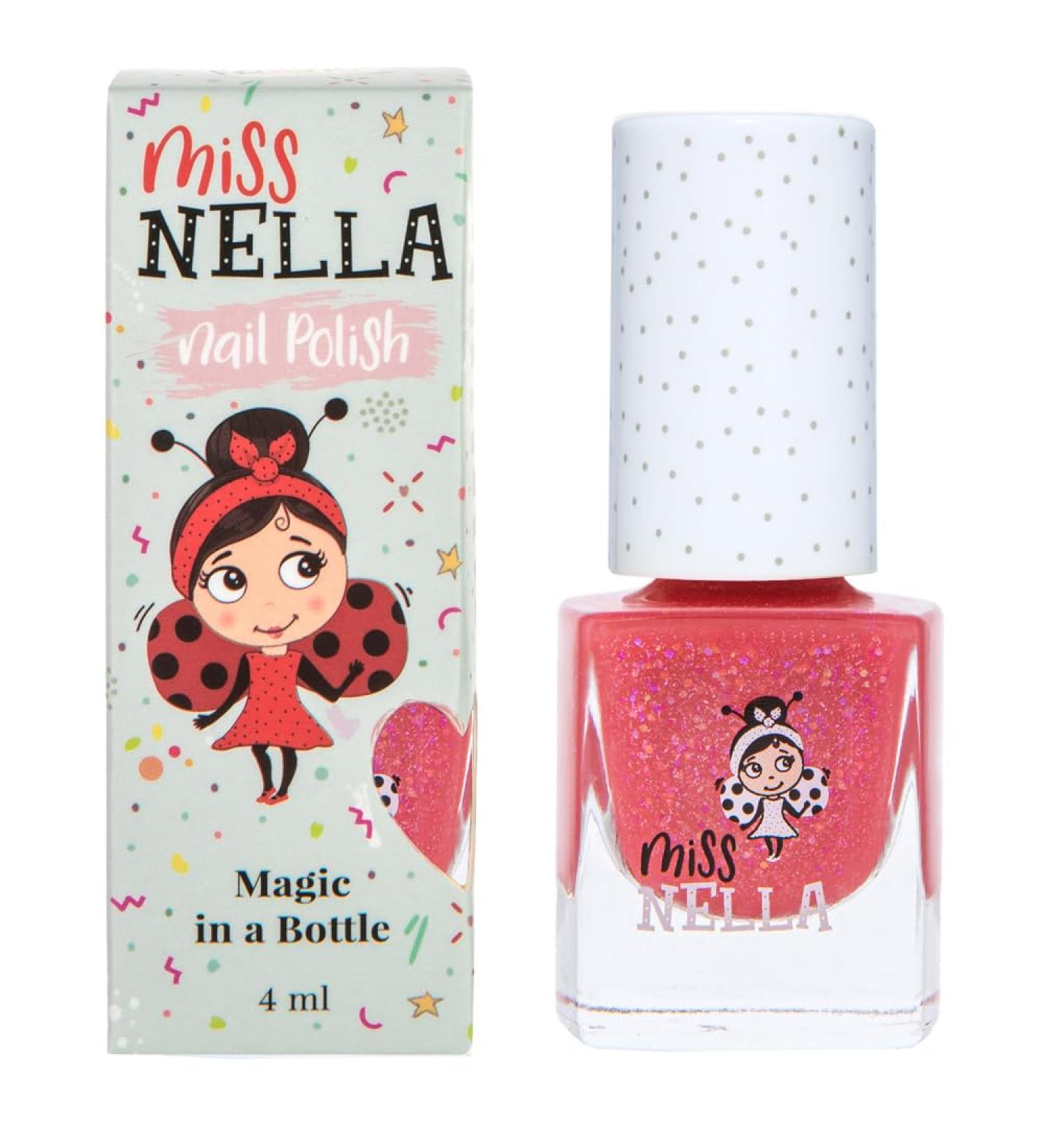 Miss Nella Sugar Hugs Pink Glitter Kids Nail Polish - Non-Toxic, Odour-Free, Easy Peel Off Formula for Children and Toddlers - Buy Online on GoSupps.com