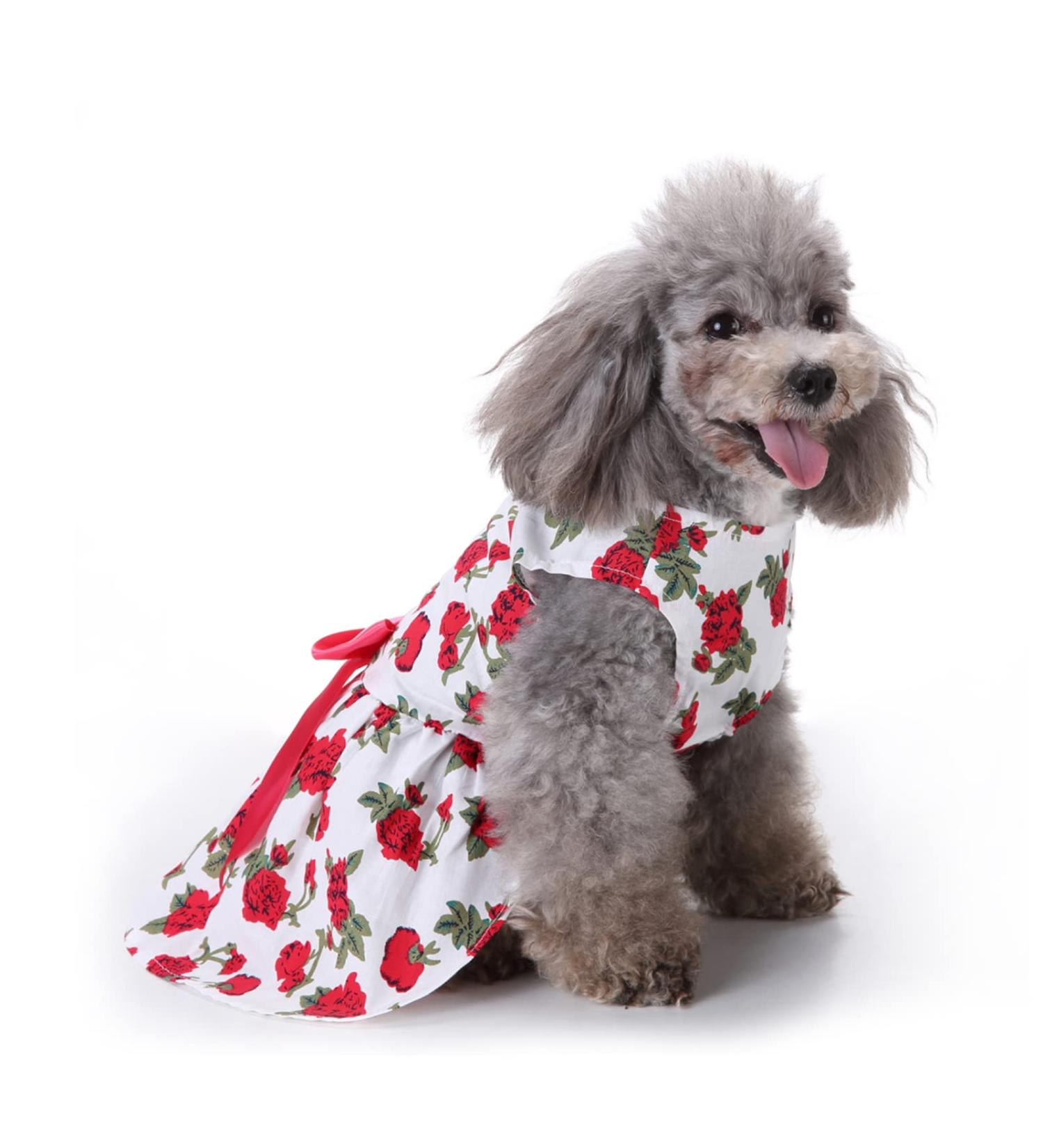 Petcute Dog Dress - Elegant Bowknot Summer Tutu for Little Dogs | Beautiful Flower Wedding Lace Clothing - Buy Online on GoSupps.com