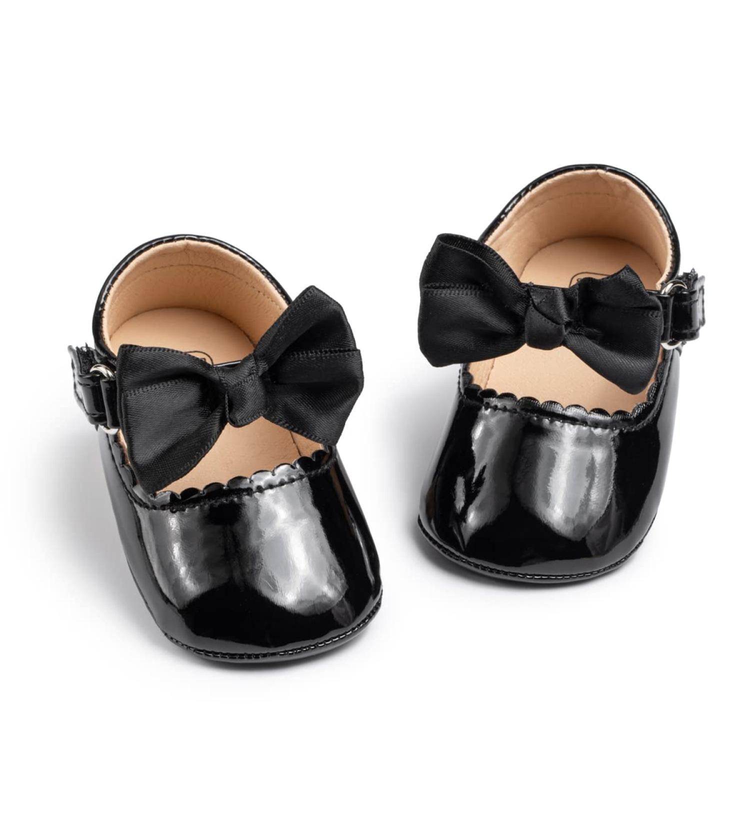 Cencirily Baby Girl Mary Jane Shoes | Anti-Slip Soft Sole Princess Wedding Flats | 6-12 Months | Black - Buy Online on GoSupps.com