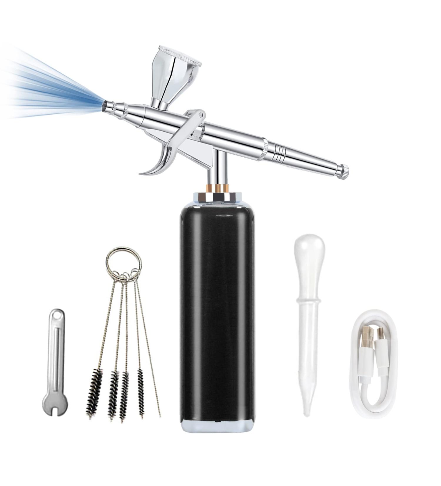 I-BEAUTEE 27PSI Wireless Portable Airbrush Kit | Rechargeable Cordless Mini Airbrush for Barber, Painting, Nail Art, Makeup & Tattoo - Black - Buy Online on GoSupps.com