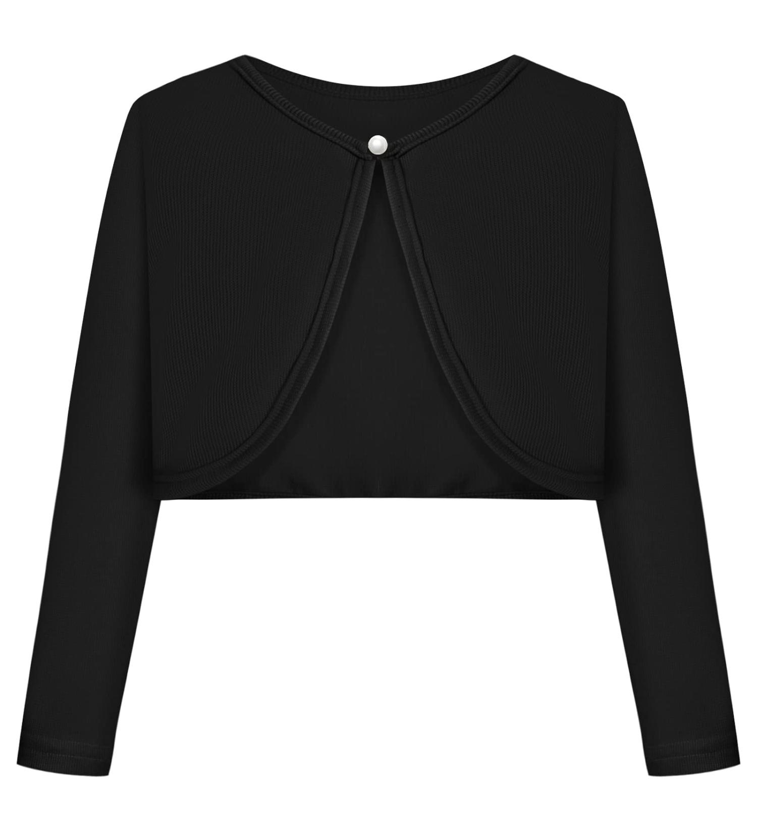 BONNY BILLY Girls Long Sleeve Knitted Cotton Bolero Shrug - Black, 5-6 Years - Buy Online on GoSupps.com