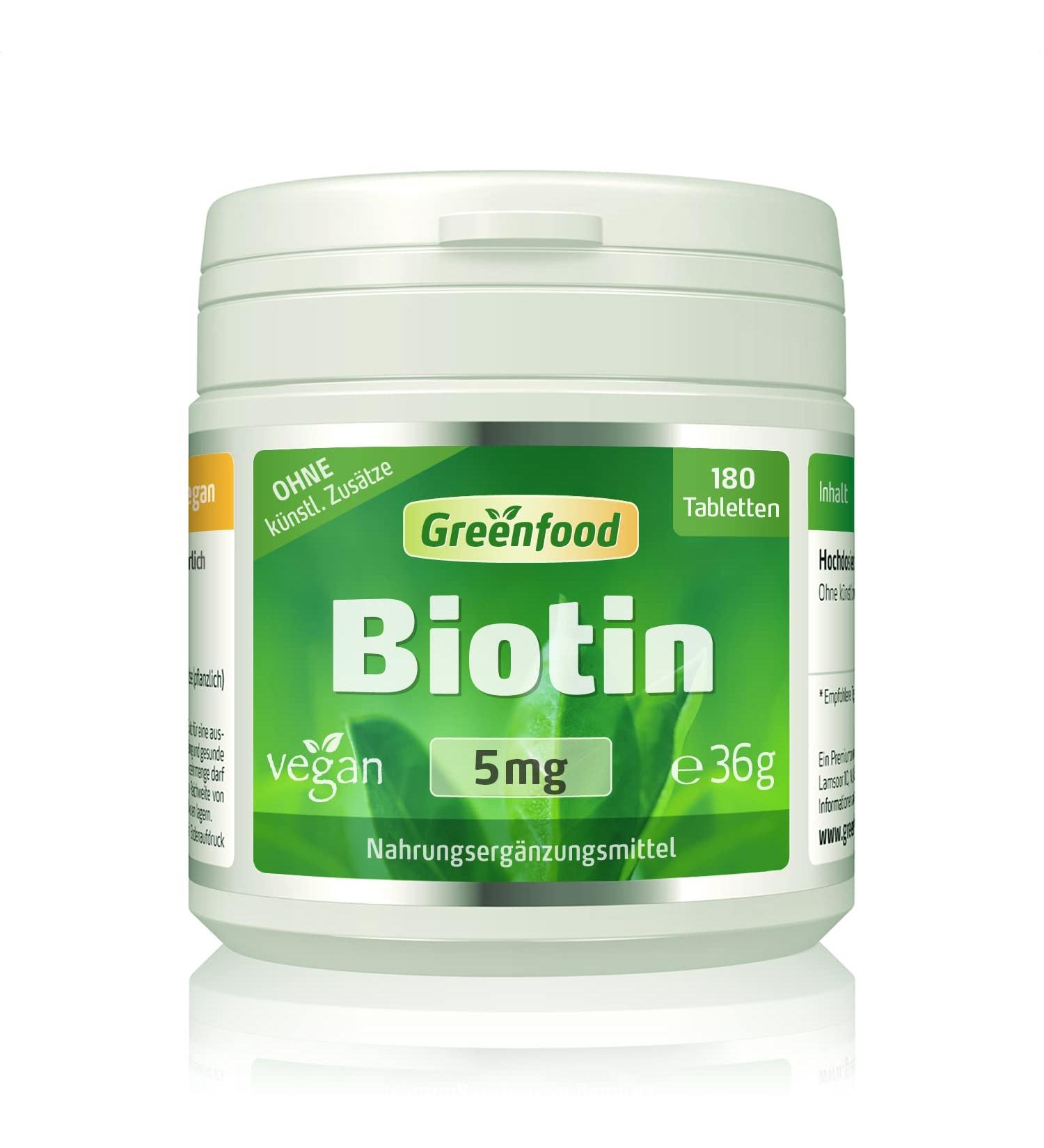 Biotin 5 mg High Dose - 180 Vegan Tablets for Hair & Skin | No Additives Non-GMO - Buy Online on GoSupps.com