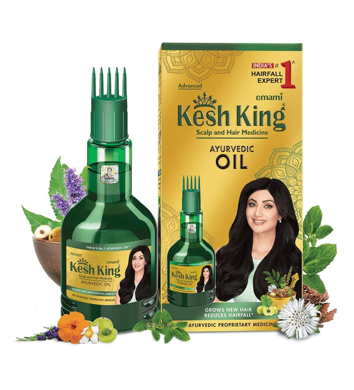 Kesh King Ayurvedic Hair Oil | Herbal Oil with Bhringraj & Amla | Enhance Hair Growth | Reduce Hairfall | Nourishes Scalp | Provides Long & Thick Hair | 1.69 Fl Oz/50ml - Buy Online on GoSupps.com