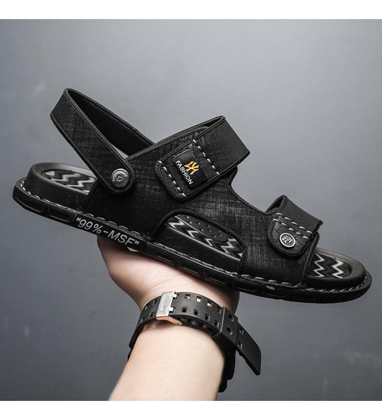 MLLM Unisex Summer Indoor Housls Outdoor Leisure Beach Shoes Men Soft bottomless slipper black A_40 Non-slip flat slide sandals