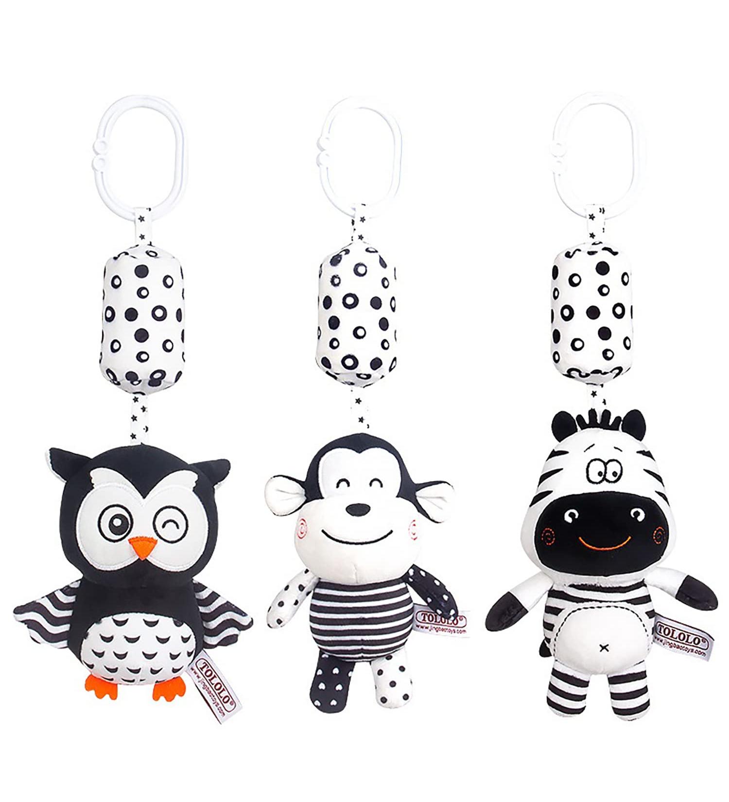 Eikada Baby Rattling Toys - High Contrast Black & White Newborn Plush Toys for Car Seat Baby Bed & Stroller (3 Pack) - Buy Online on GoSupps.com