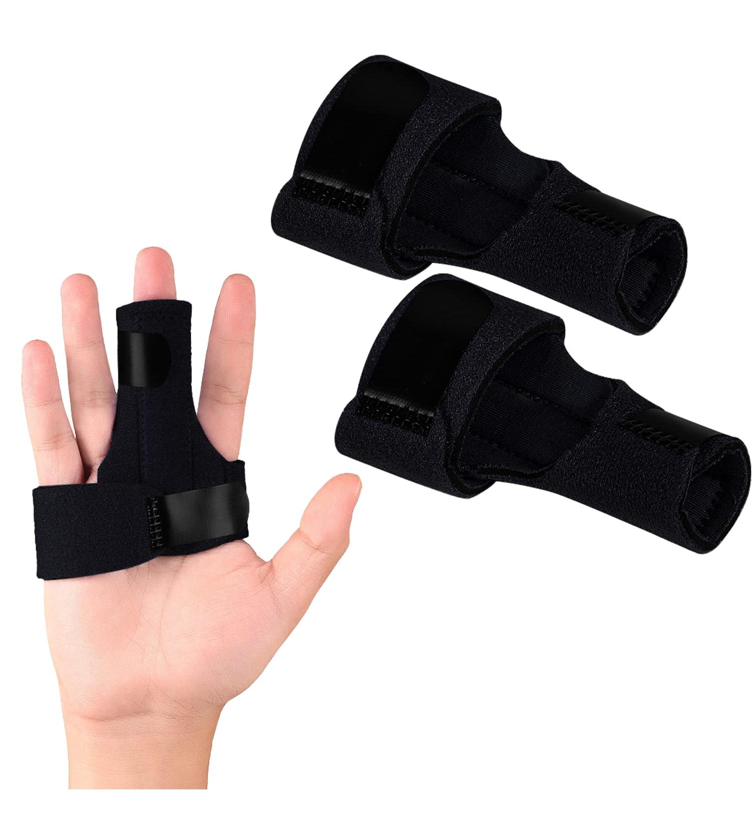 Topbine 2-Piece Black Neoprene Finger Rail - Support for Sports Injuries Broken Fingers & Joint Pain | International Shipping Available - Buy Online on GoSupps.com